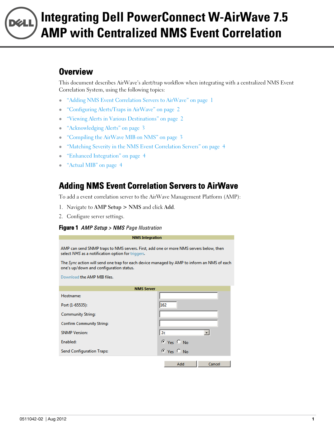Dell W-Airwave 7.5 AMP with Centralized NMS Event Correlation User Manual - Page 1