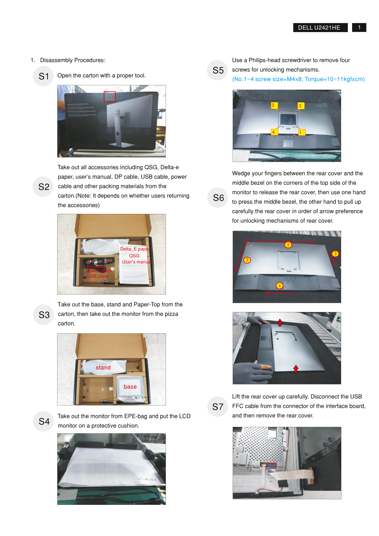 Dell U2421HE Monitor Teardown Instructions - Page 1