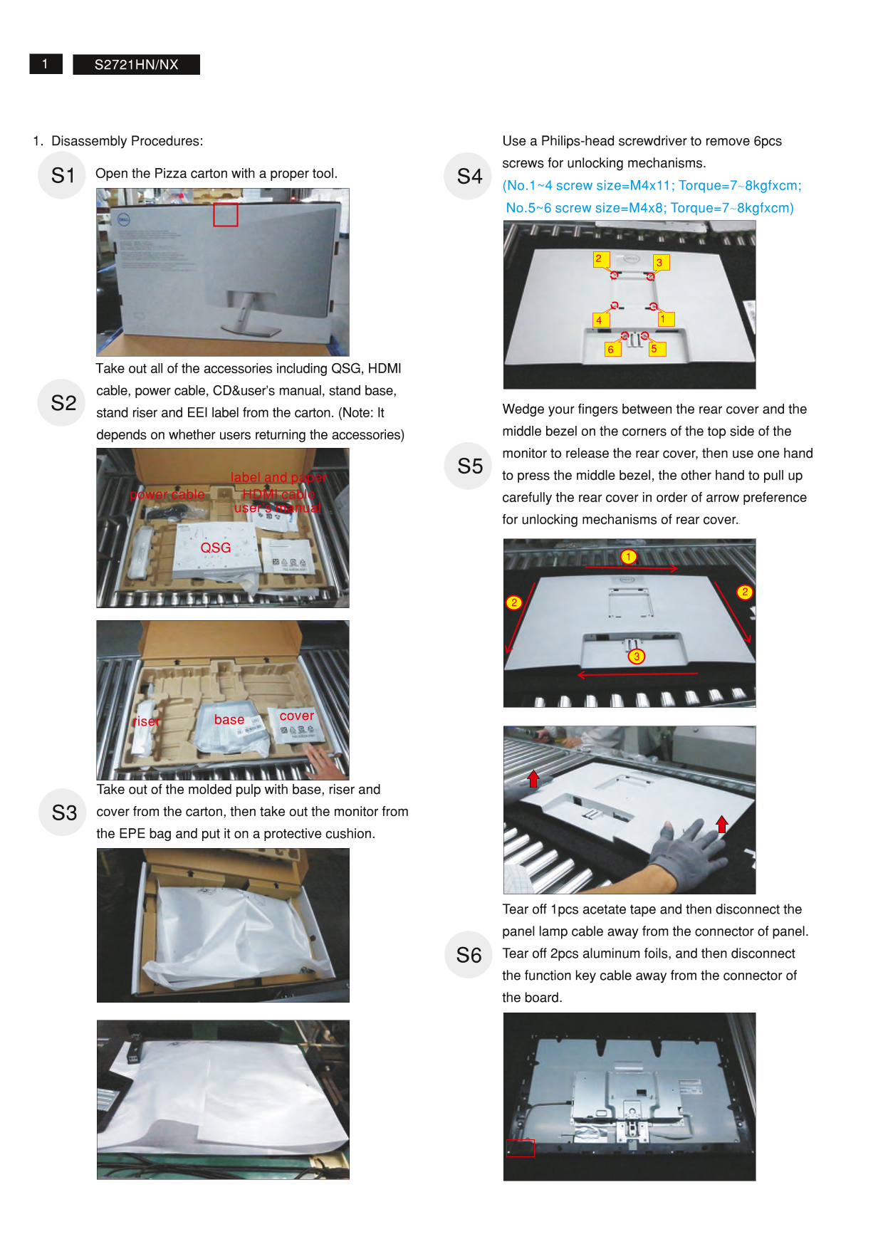 Dell S2721HN Monitor Teardown Instructions - Page 1