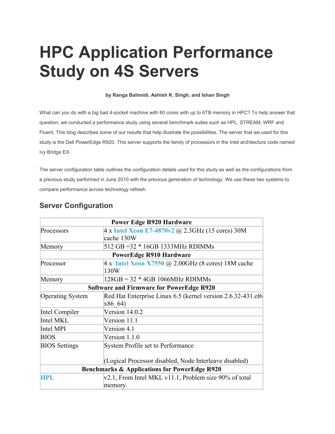 Dell HPC Application Performance Study on 4S Servers - Page 1