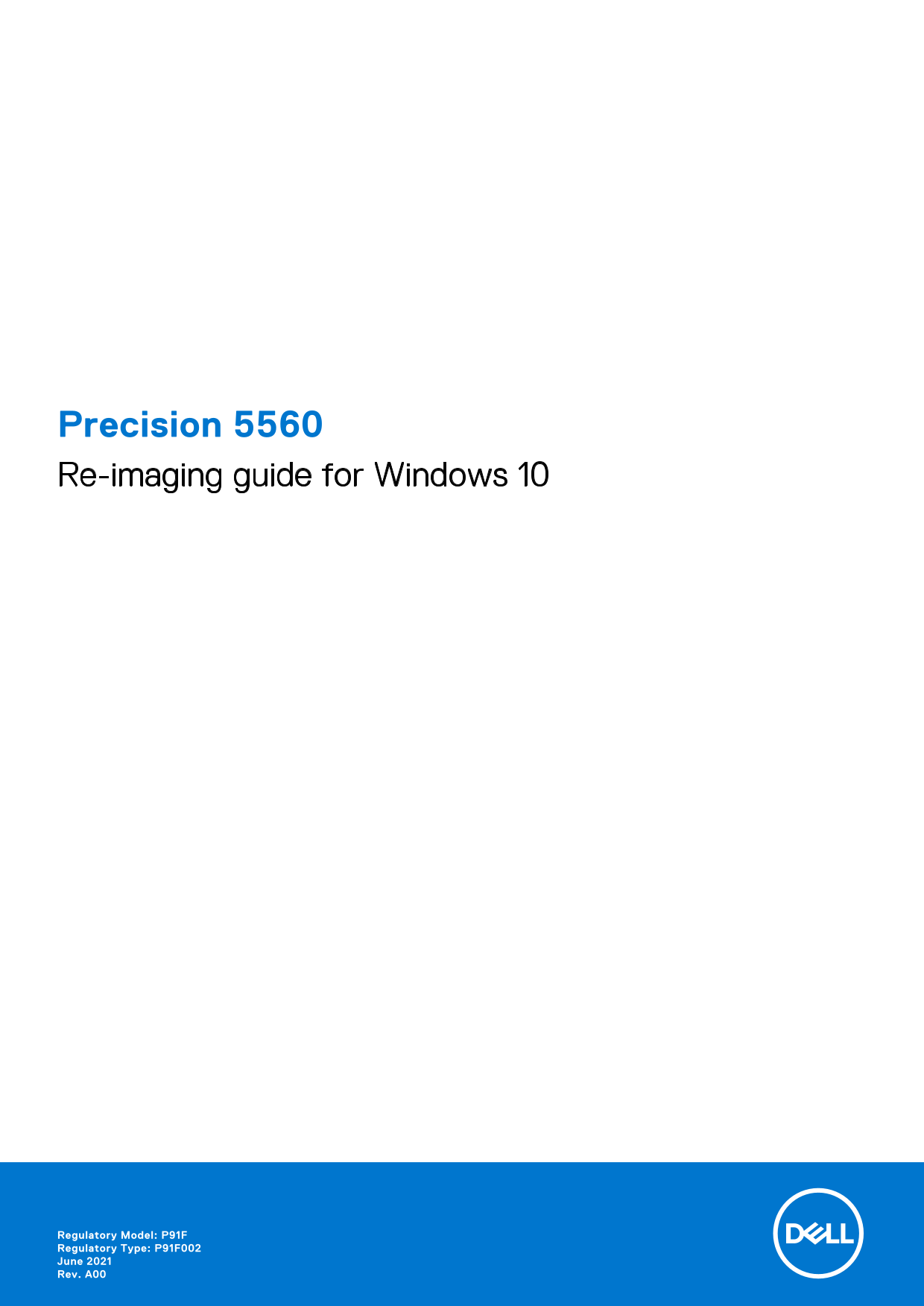 Dell Precision 5560 Re-Imaging Guide for Windows 10 - Page 1