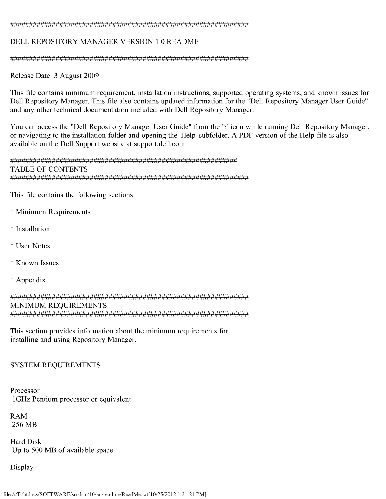 Dell Repository Manager Version 1.1 Readme - Page 1