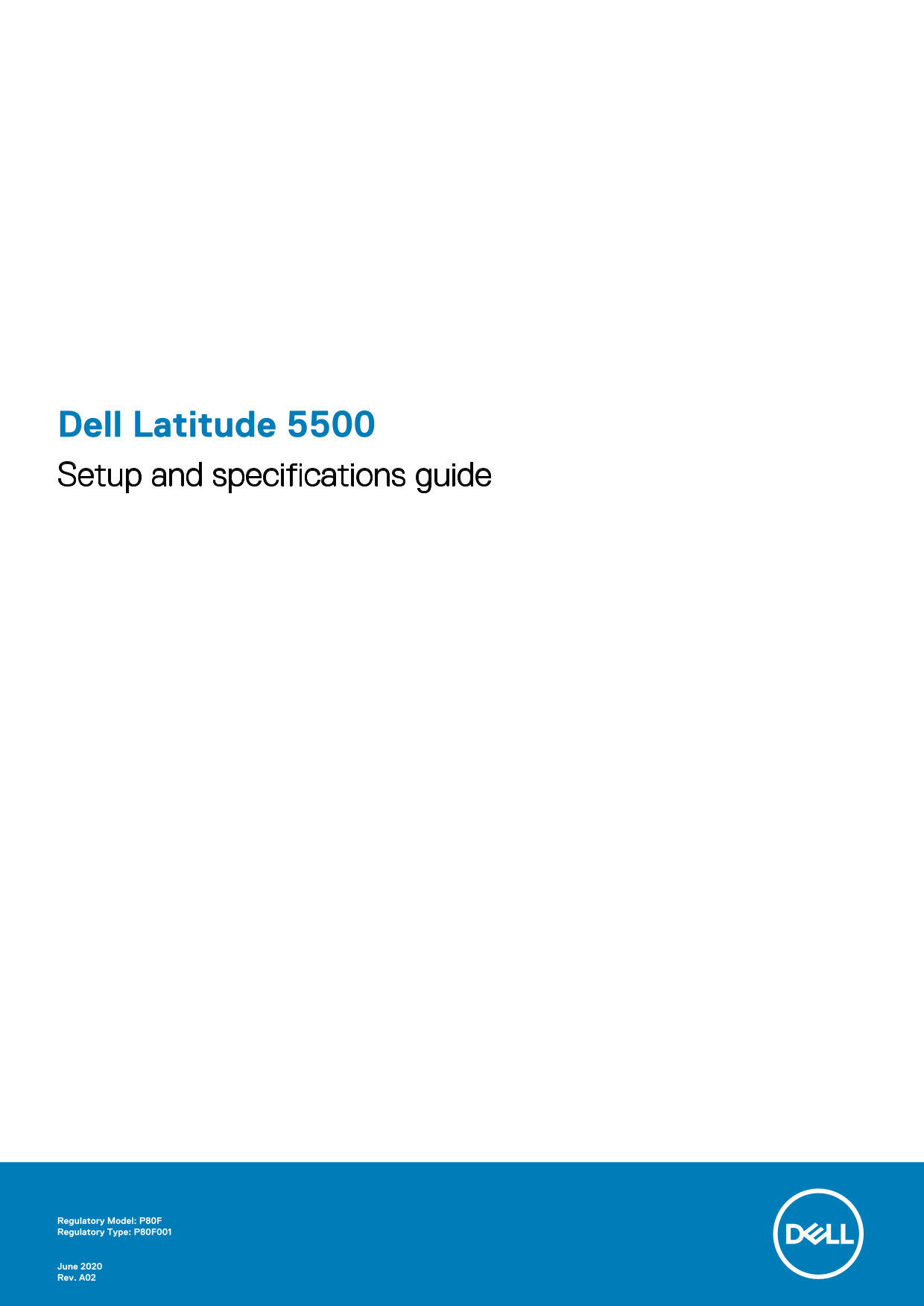 Dell Latitude 5500 Setup Guide and Specifications Document  - User's Manual & Technical Details - Page 1