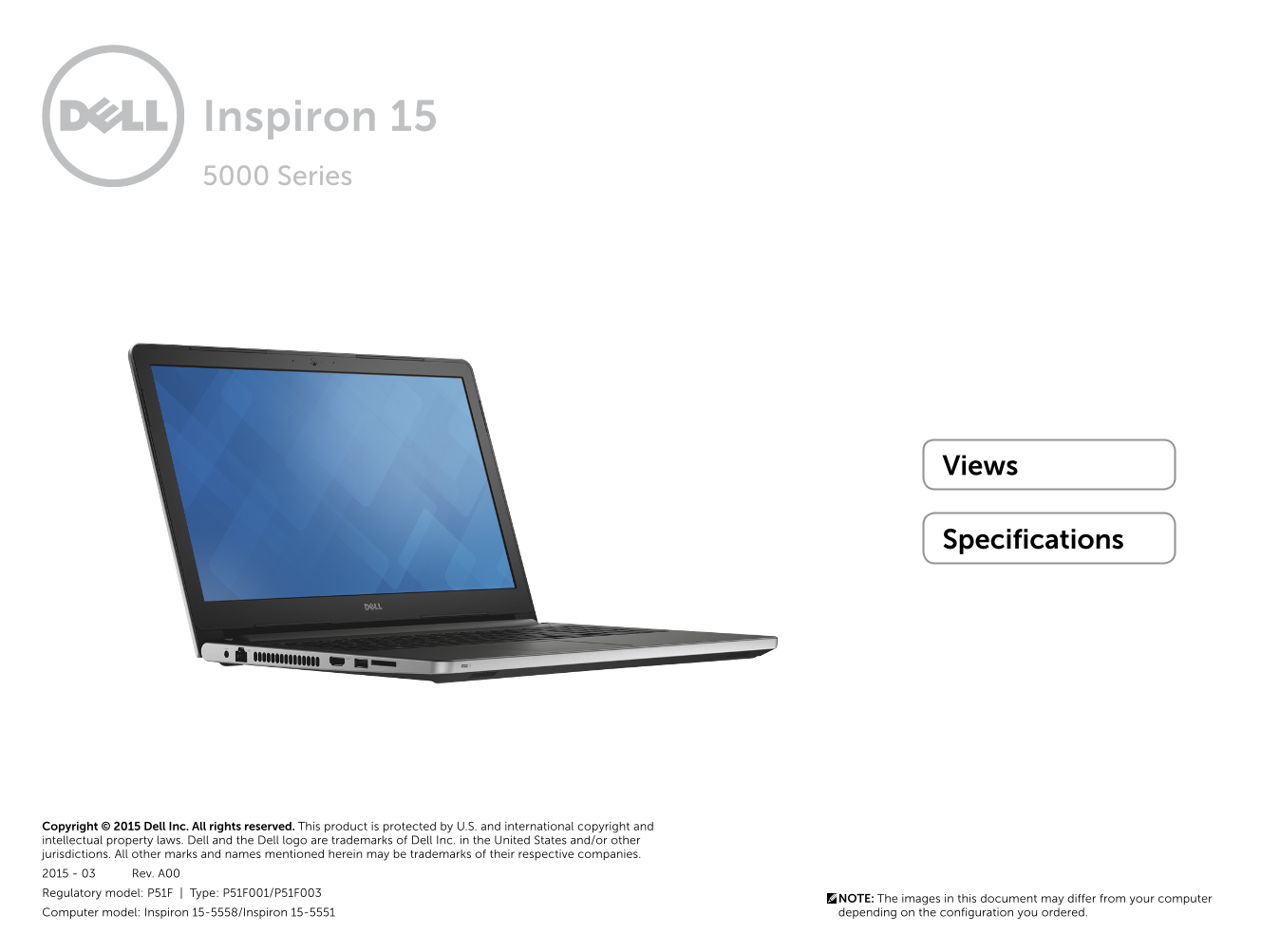 Dell Inspiron 15 5558 Specifications - Page 1