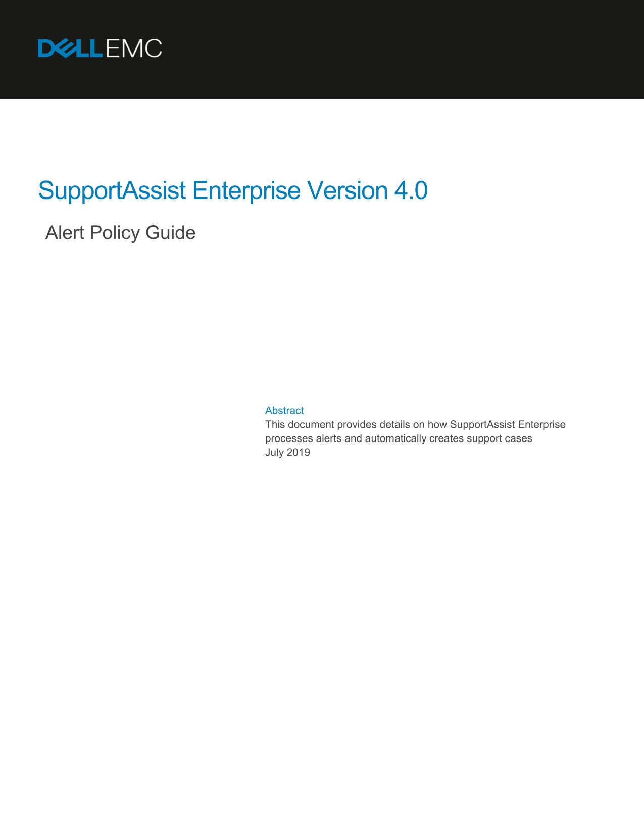 Dell SupportAssist Enterprise Version 4.0 Alert Policy Guide - Page 1