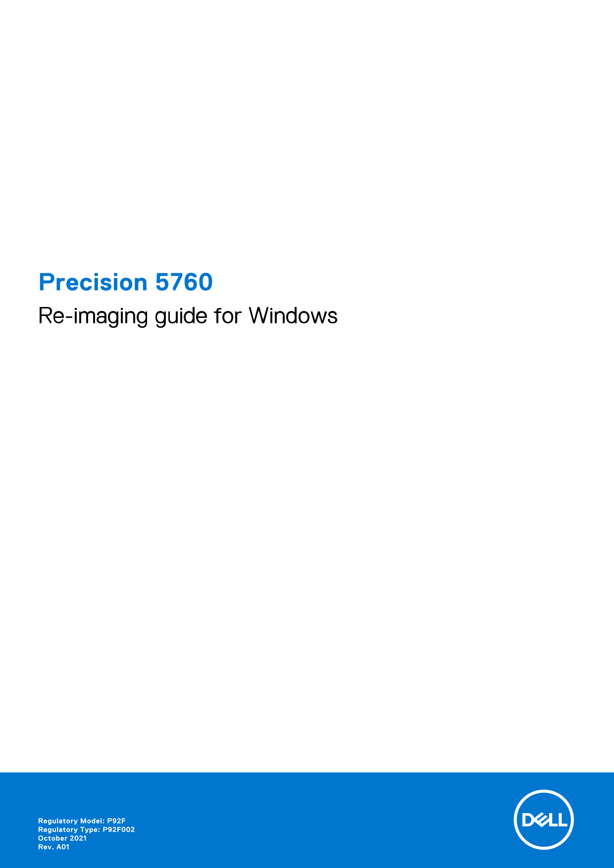 Dell Precision 5760 Re-Imaging Guide for Windows - Page 1