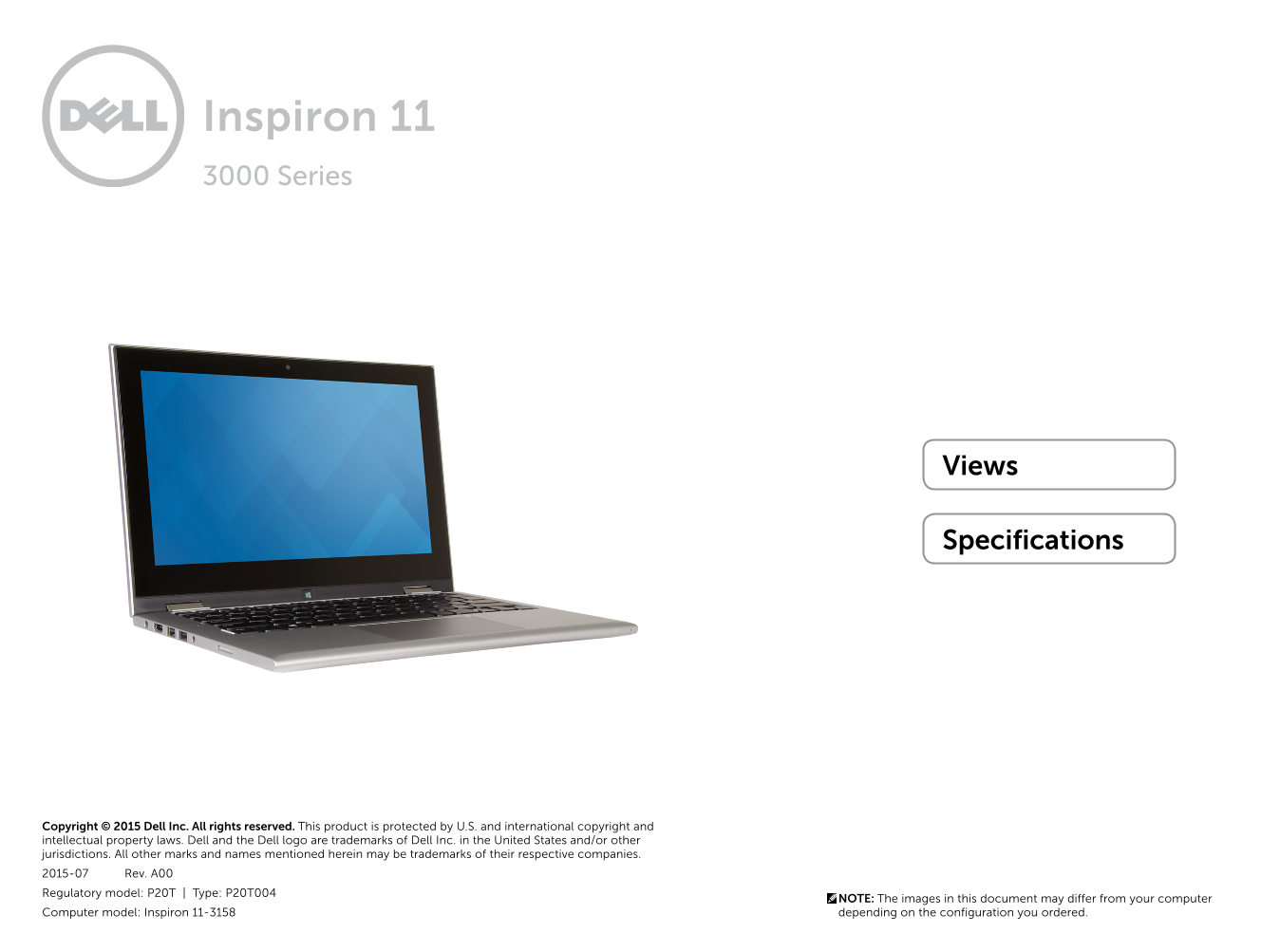 Dell Inspiron 11 3158 Specifications - Page 1