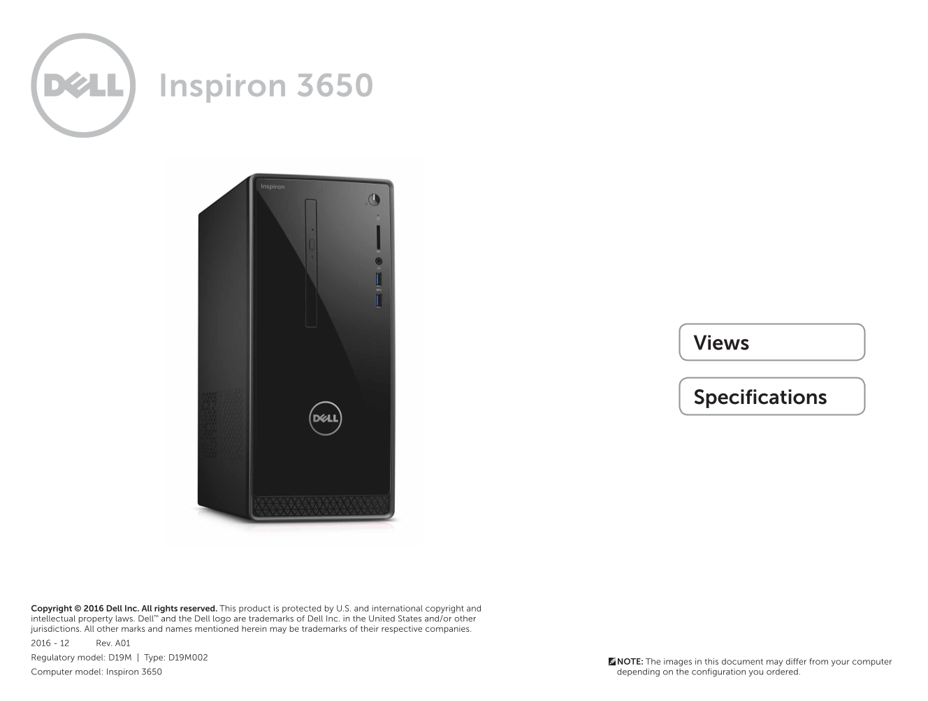 Dell Inspiron 3650 Specifications - Page 1