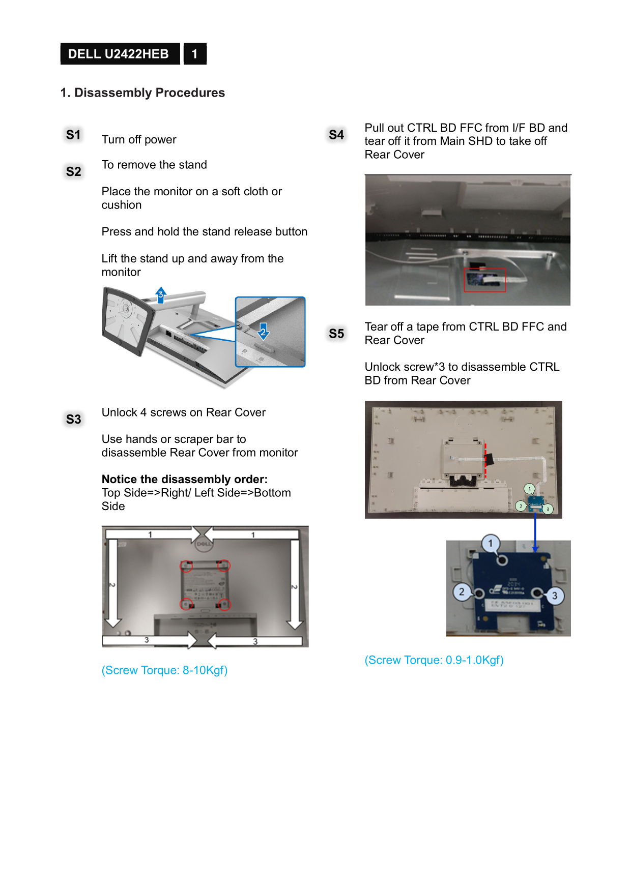 Dell U2422HE Monitor Teardown Instructions - Page 1