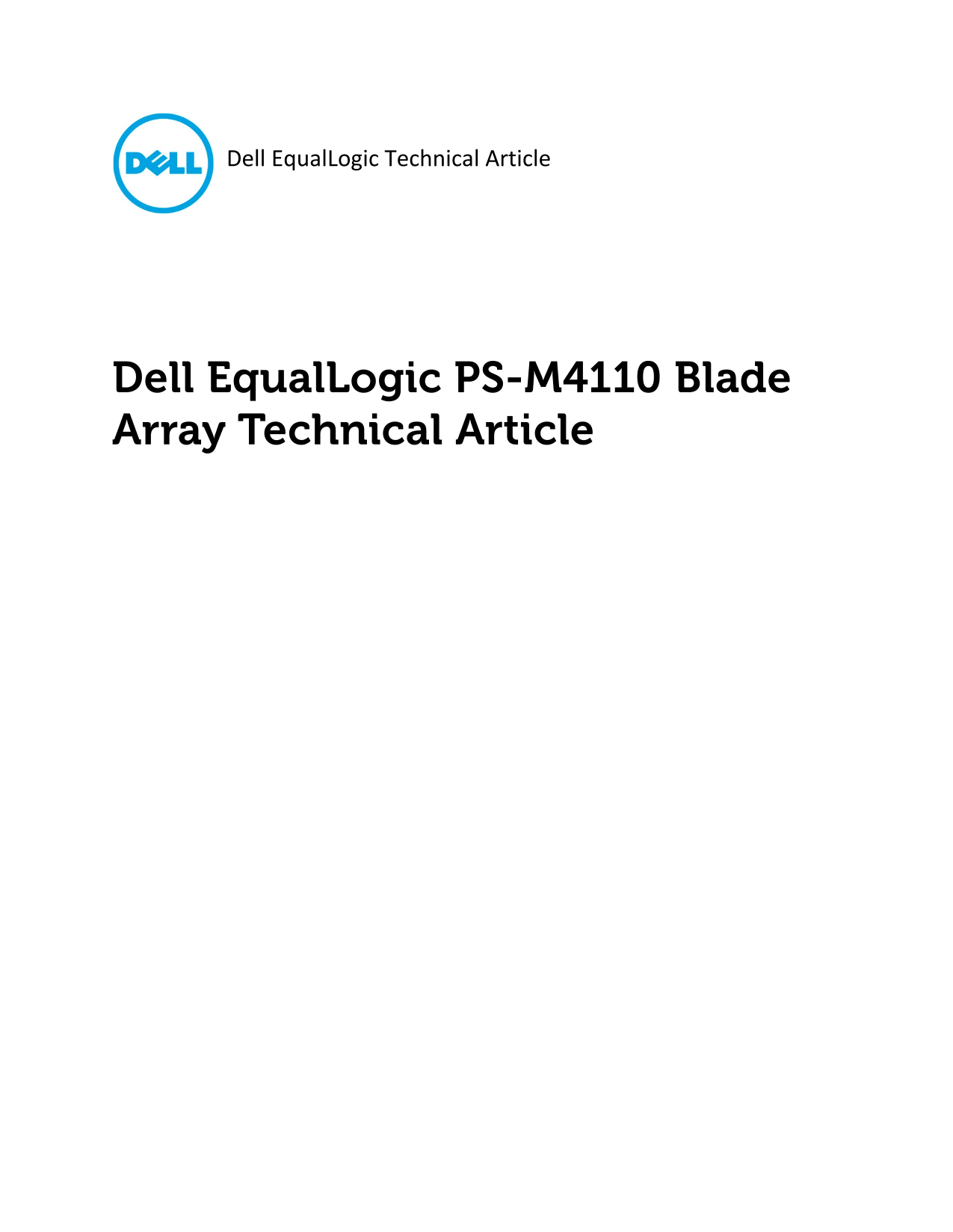 Dell EqualLogic PS- M4110 Blade Array Technical Article - Page 1
