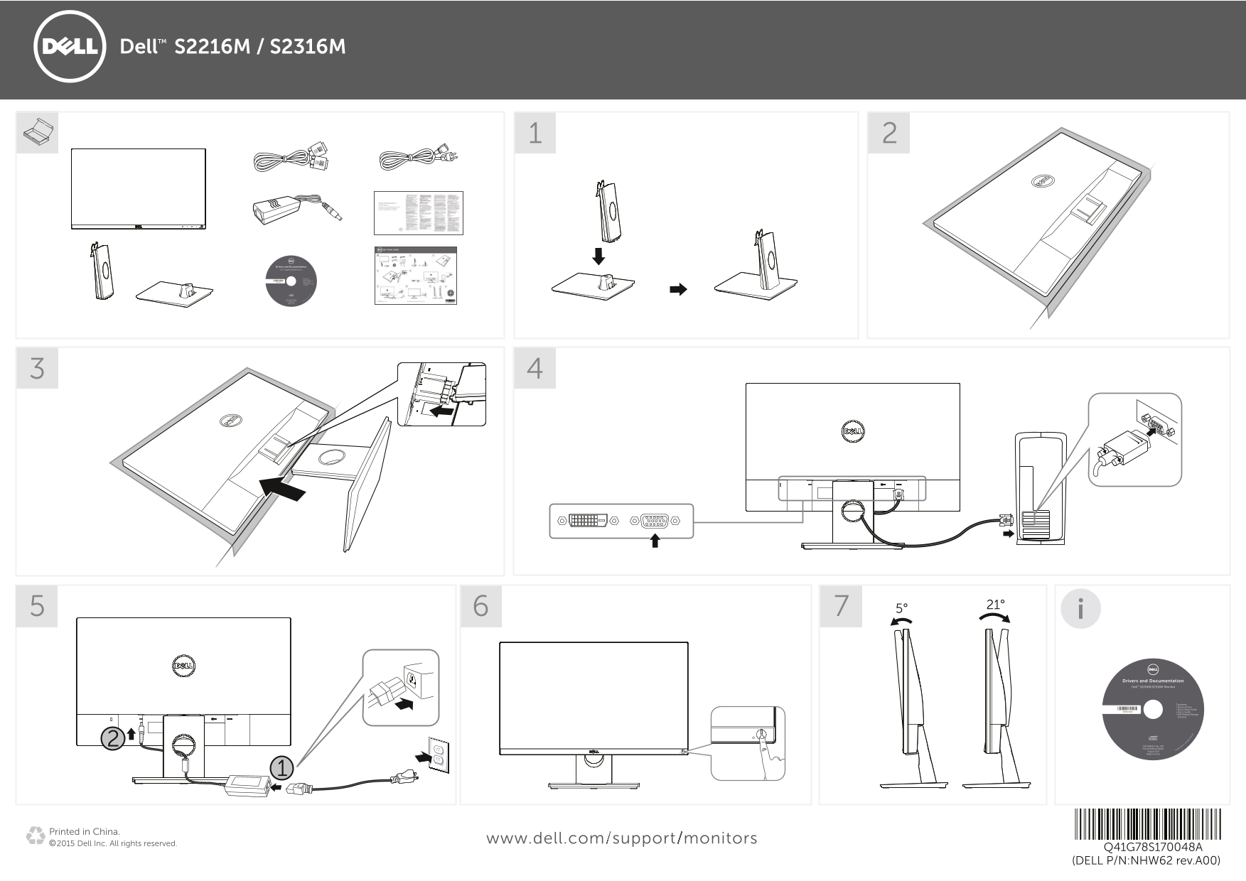 Dell S2216M Setup Diagram - Page 1