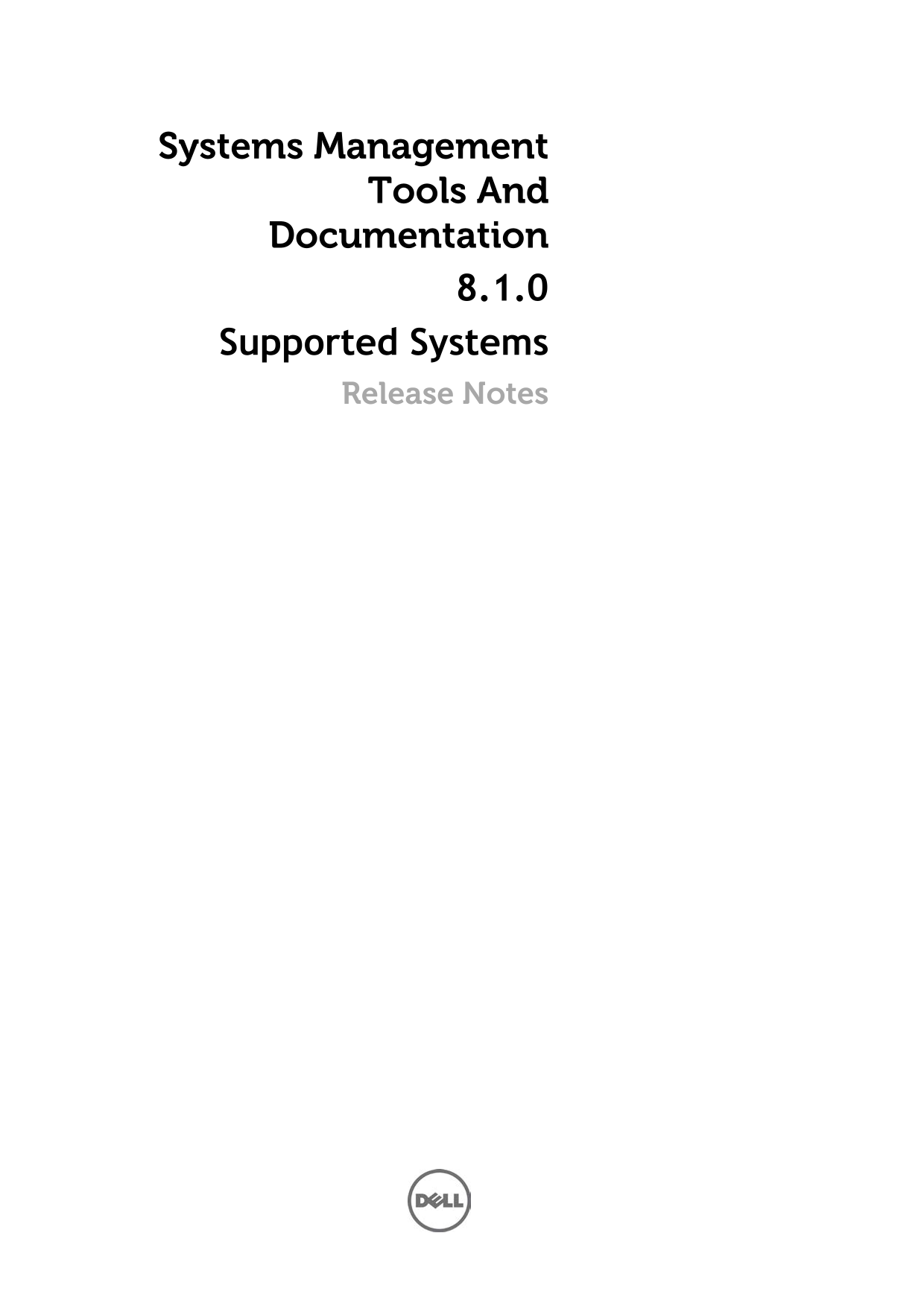 Dell Systems Management Tools and Documentation 8.1.0 Supported Systems Release Notes - Page 1