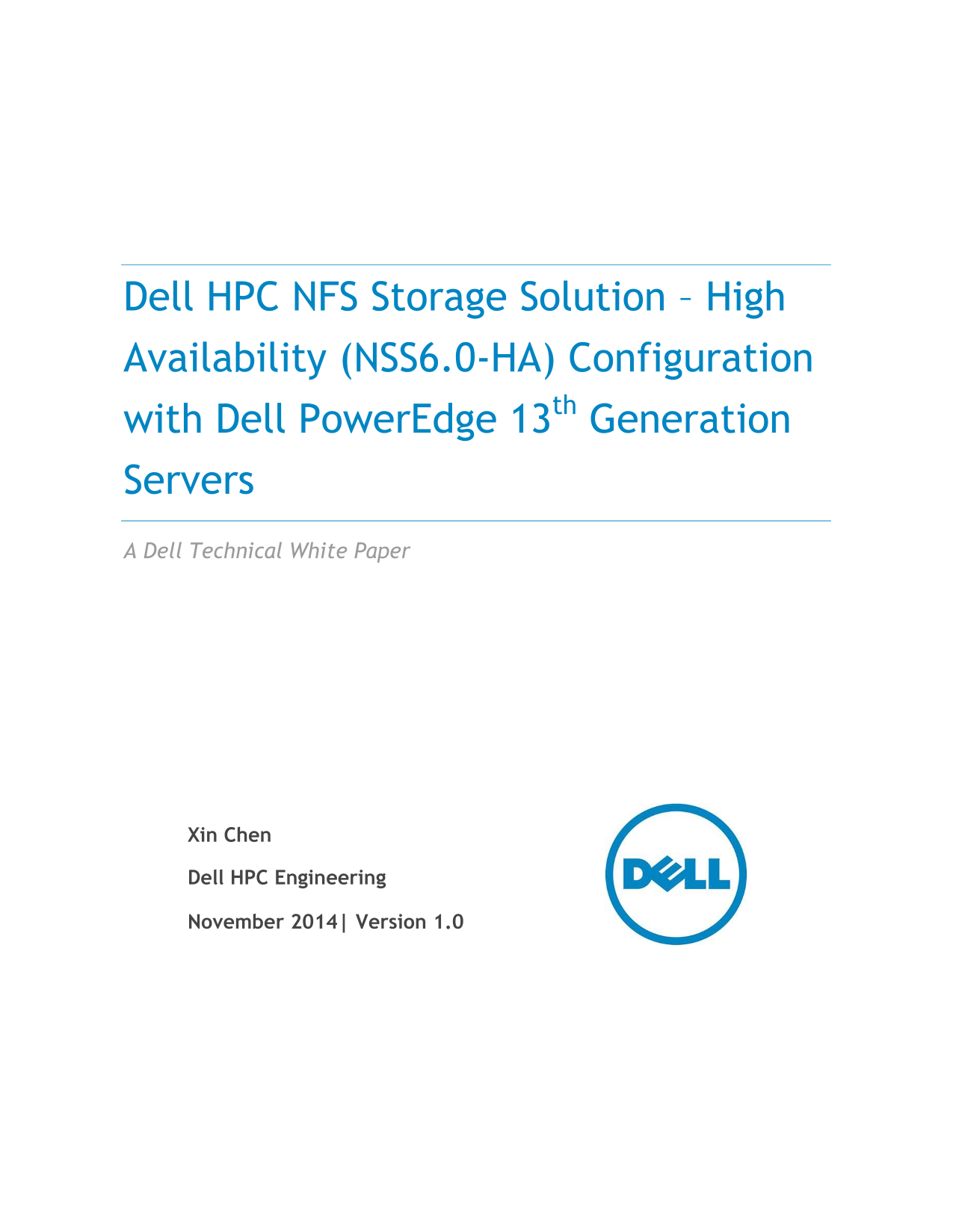 Dell HPC NFS Storage Solution - High Availability NSS6.0-HA Configuration with Dell PowerEdge 13th Generation Servers Owner's Manual and User Guide - Page 1