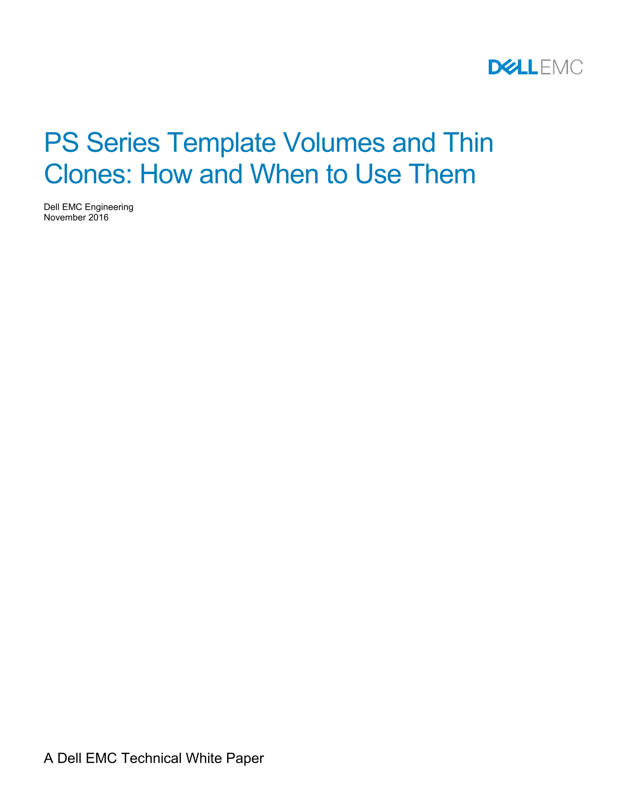 Dell EqualLogic PS Series Template Volumes and Thin Clones Guide  - Usage Instructions and Recommendations - Page 1