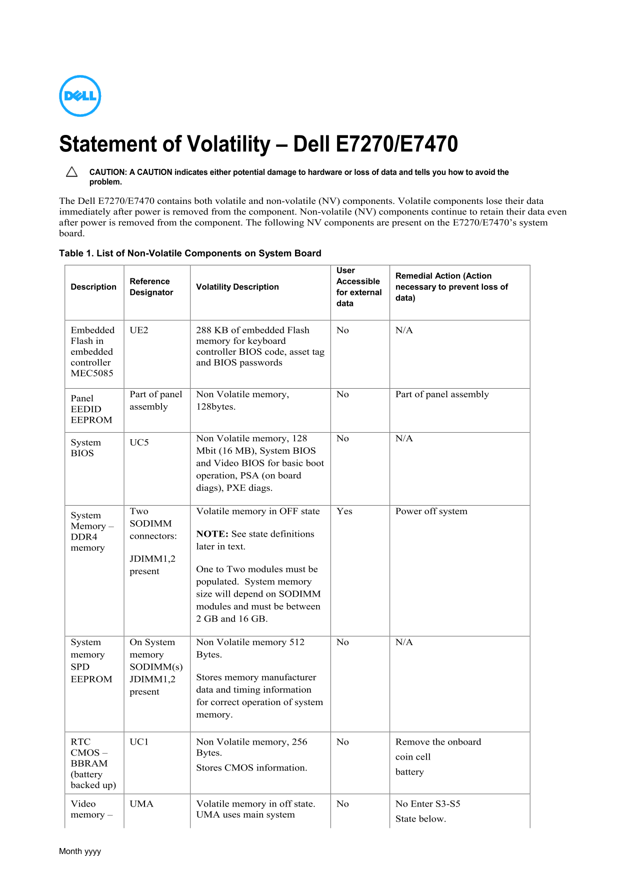 Dell E7270 and E7470 - SOV Owner's Manual - Page 1