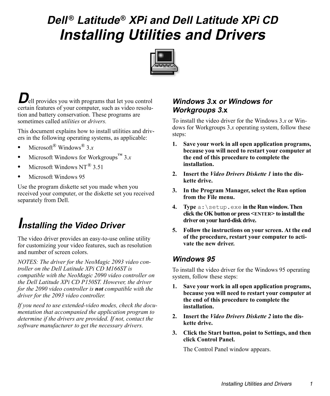Dell Utilities and Drivers Installation Guide User Manual - Page 1
