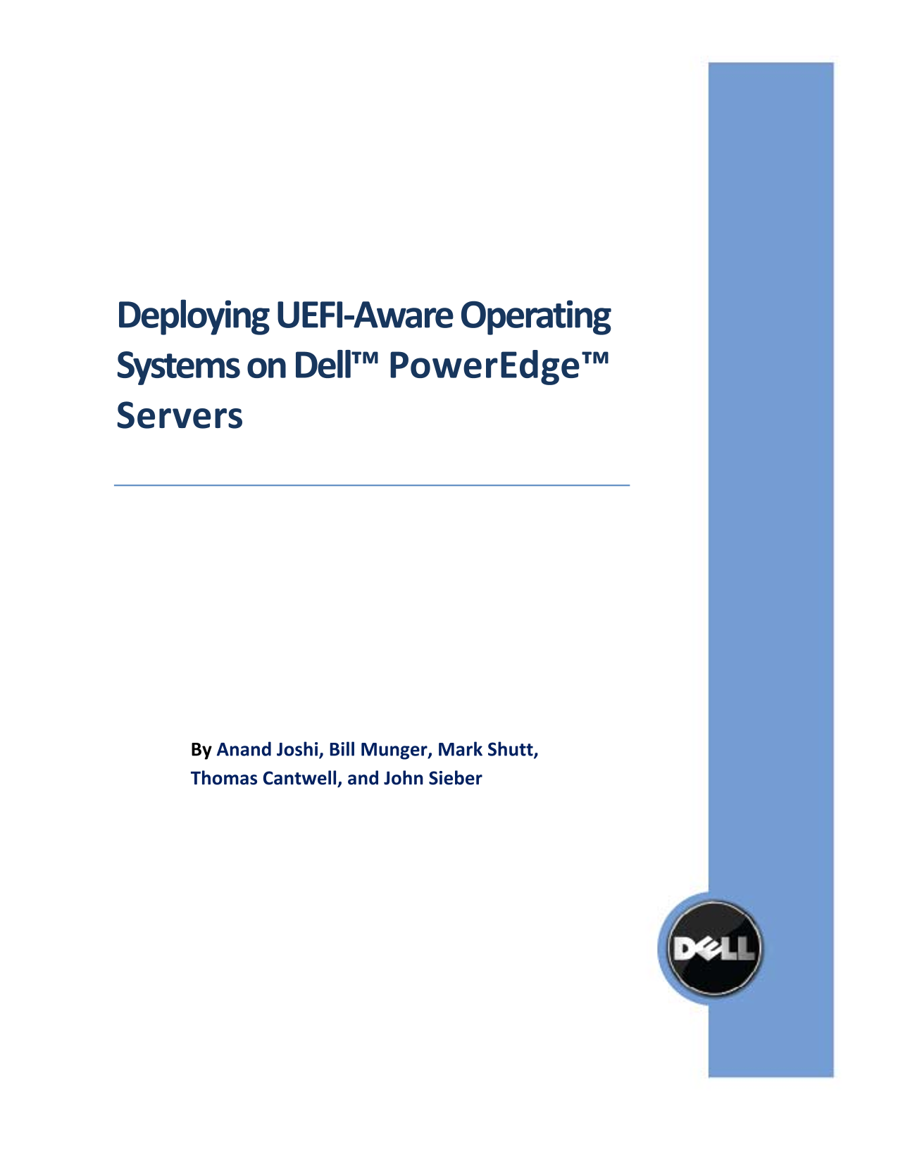 Deploying UEFI-Aware Operating Systems on Dell PowerEdge Servers User Guide and Manual - Page 1