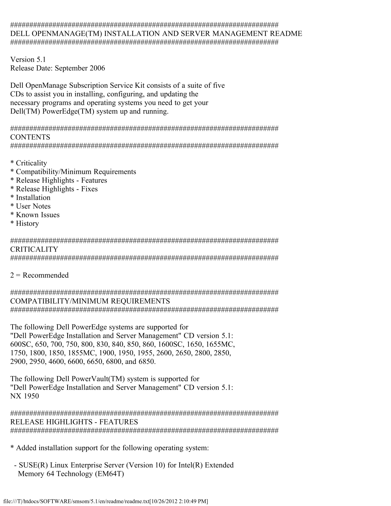 Dell OpenManage Software 5.1 Readme - Page 1