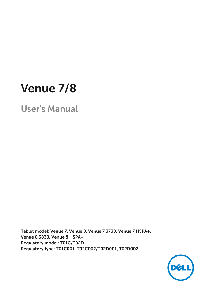 Dell Venue 7 User's Guide - Page 1