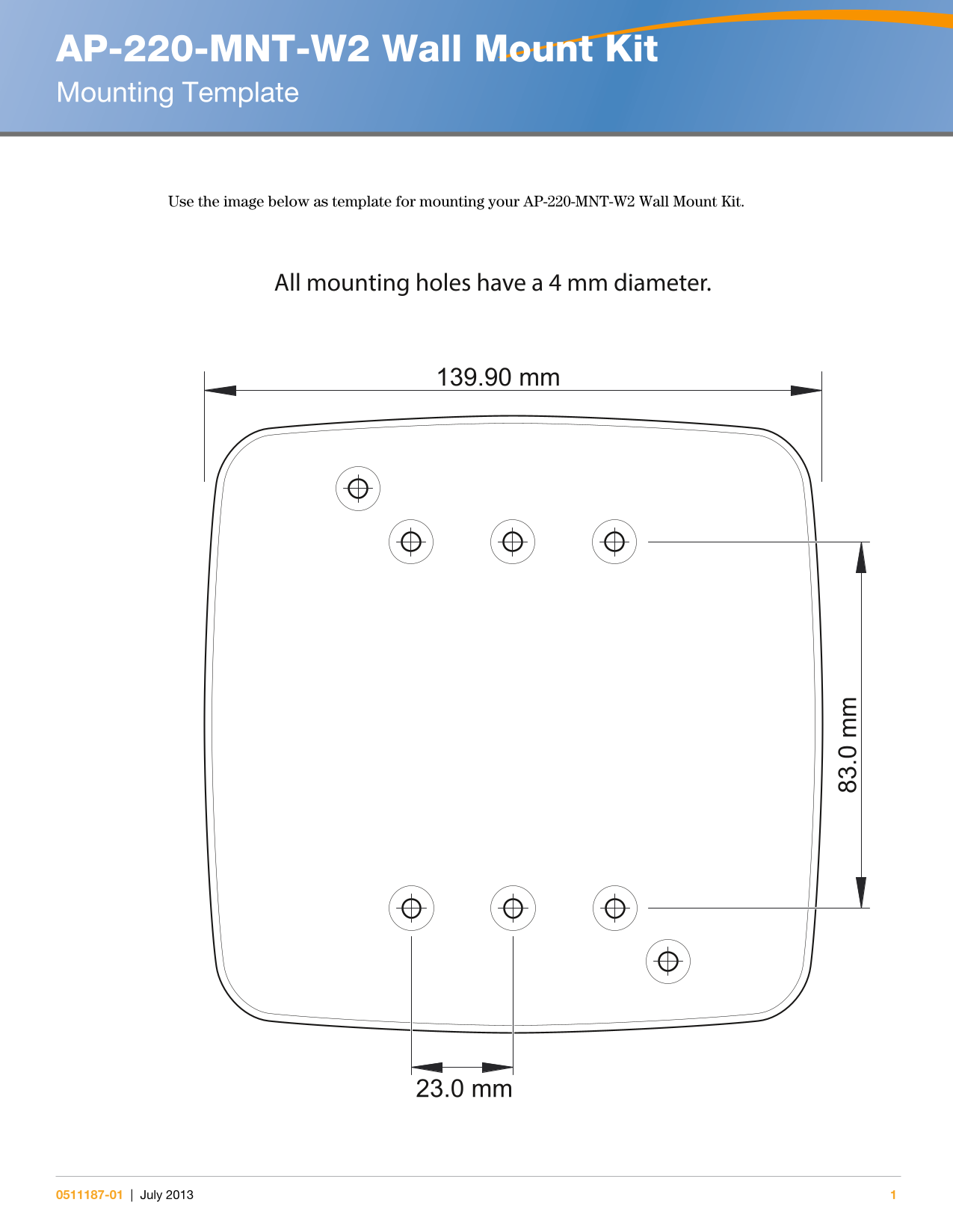 Dell AP-220- MNT-W2 Wall Mounting Template Owner's Manual  - Specifications, User Guide - Page 1
