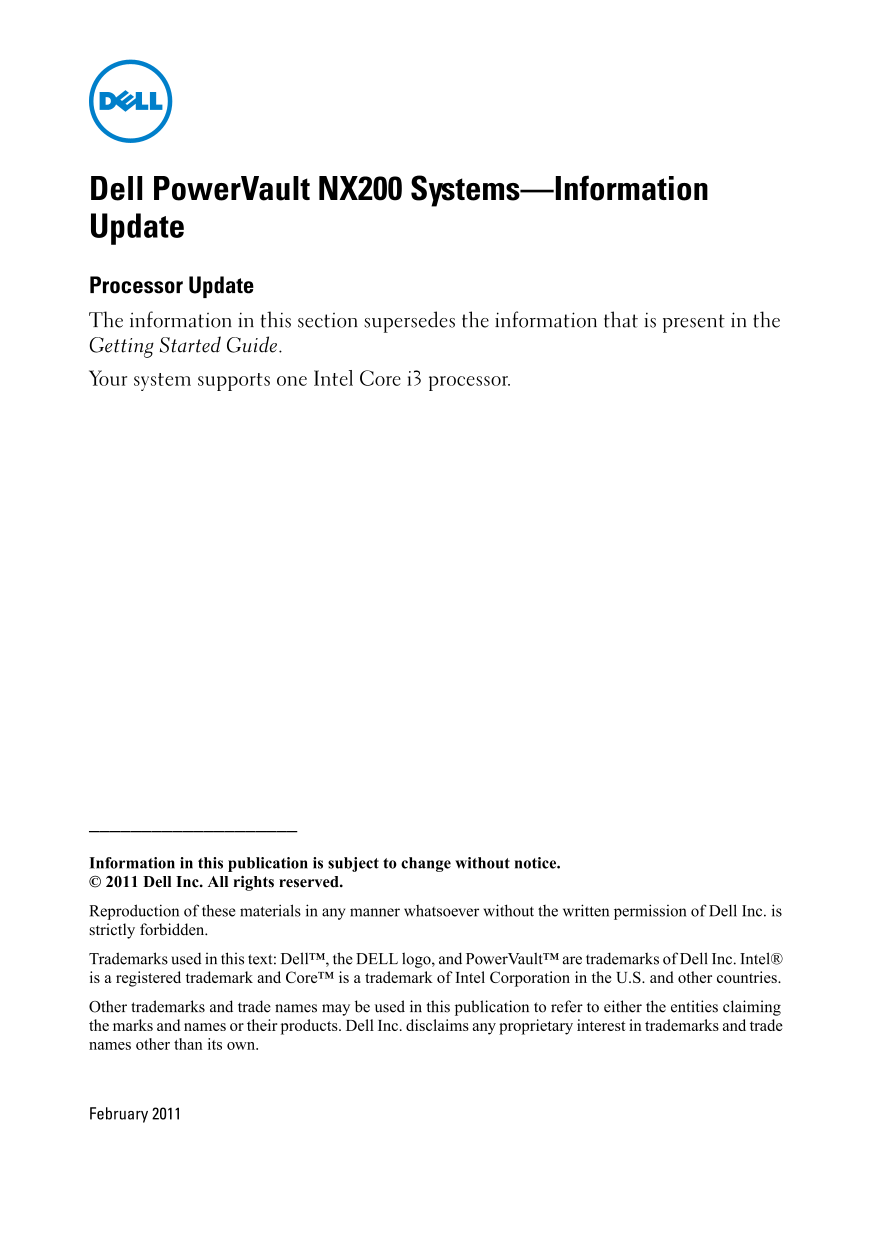 Dell Information Update User's Manual - Page 1