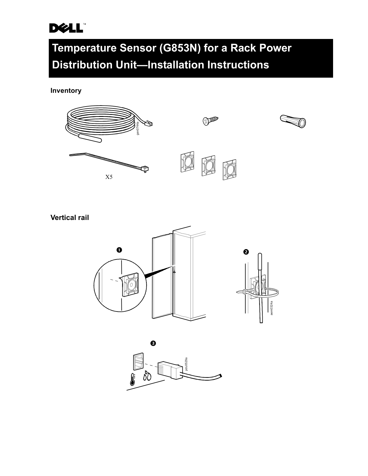 Dell G853N Temperature Sensor - Rack Power Distribution Unit Installation Instructions - Page 1
