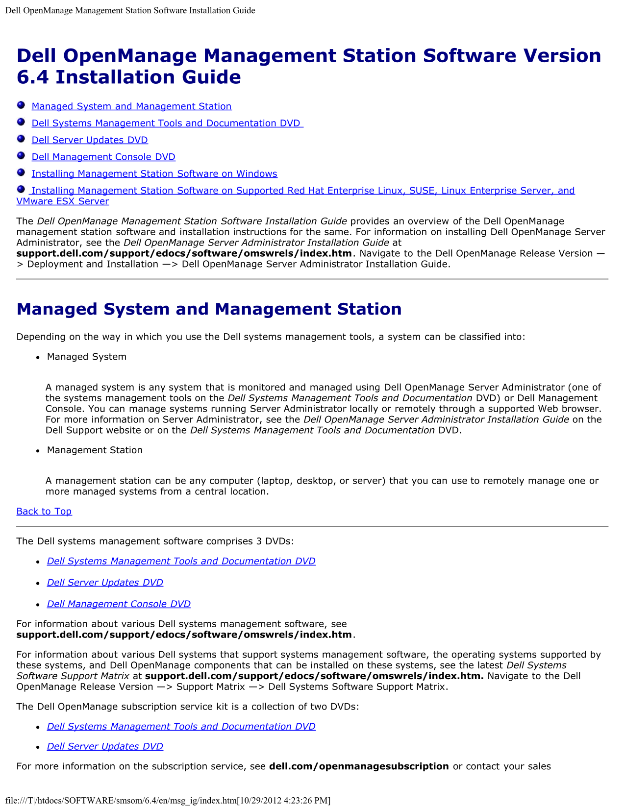 Dell OpenManage Software 6.4 Management Station Software Installation Guide - Page 1