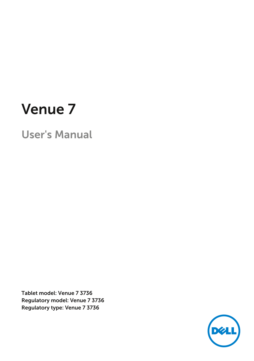Dell Venue 7 3736 User's Manual - Page 1