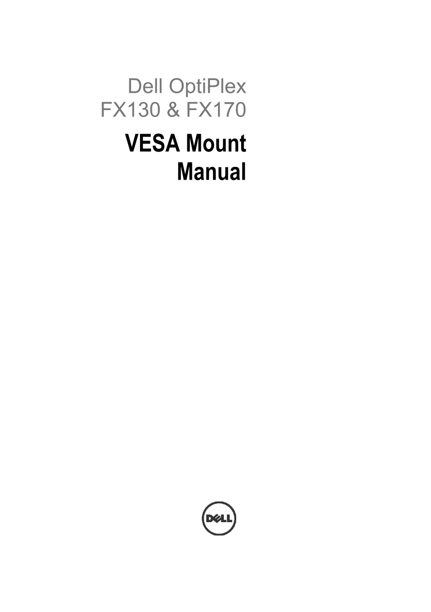 Dell OptiPlex FX170 VESA Mount Manual - Page 1