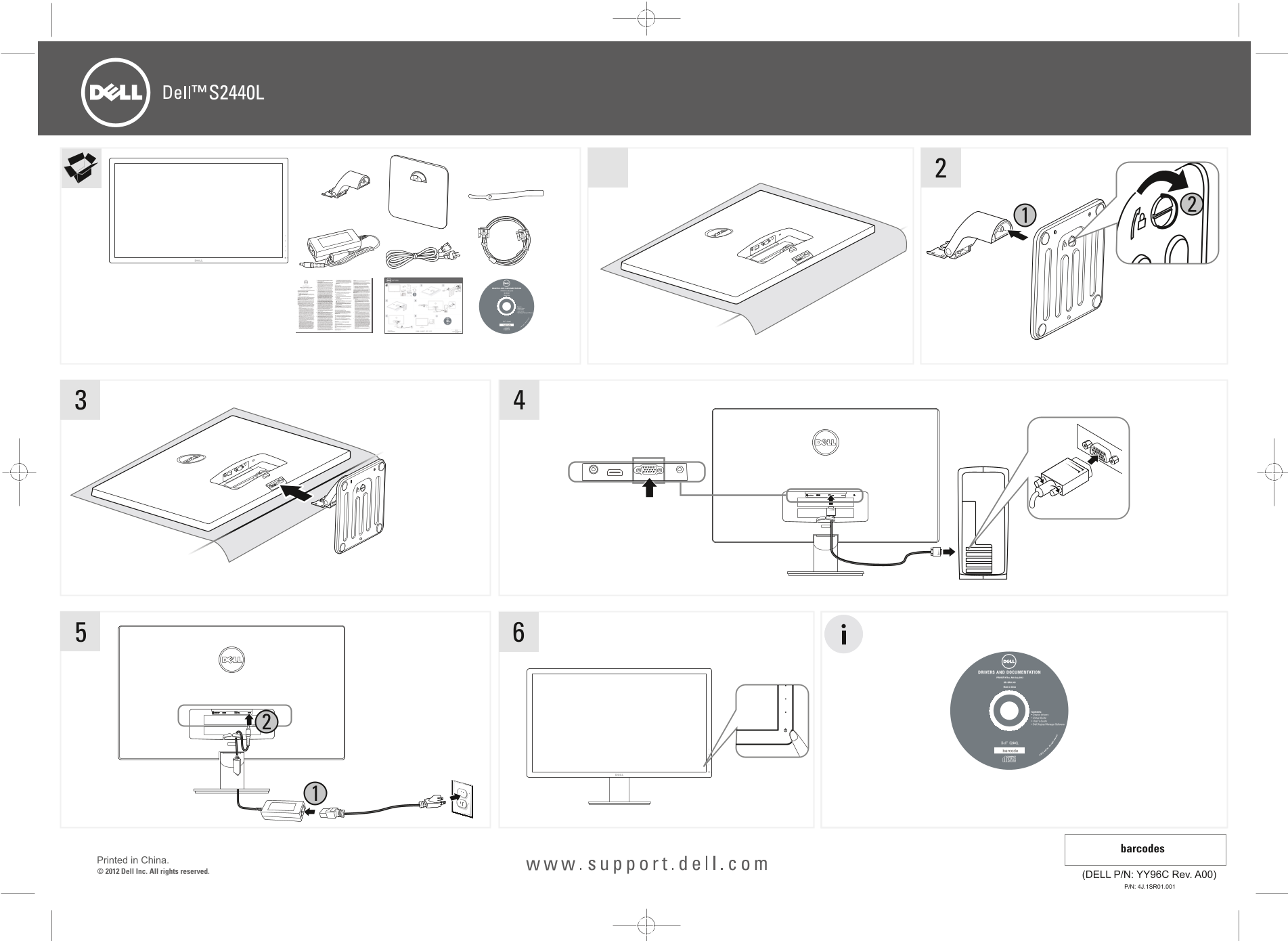 Dell S2440L Setup Diagram and User Guide - Page 1