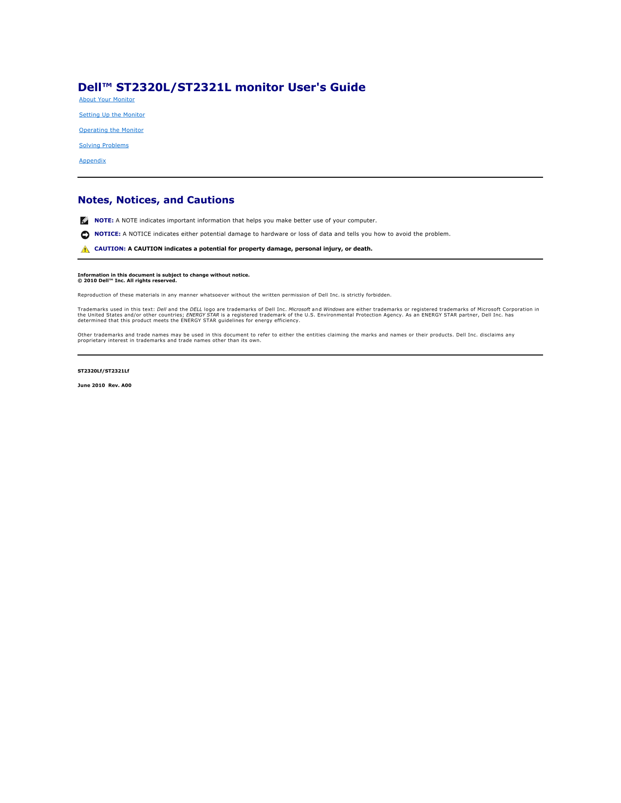 Dell ST2321L Monitor User's Guide - Page 1