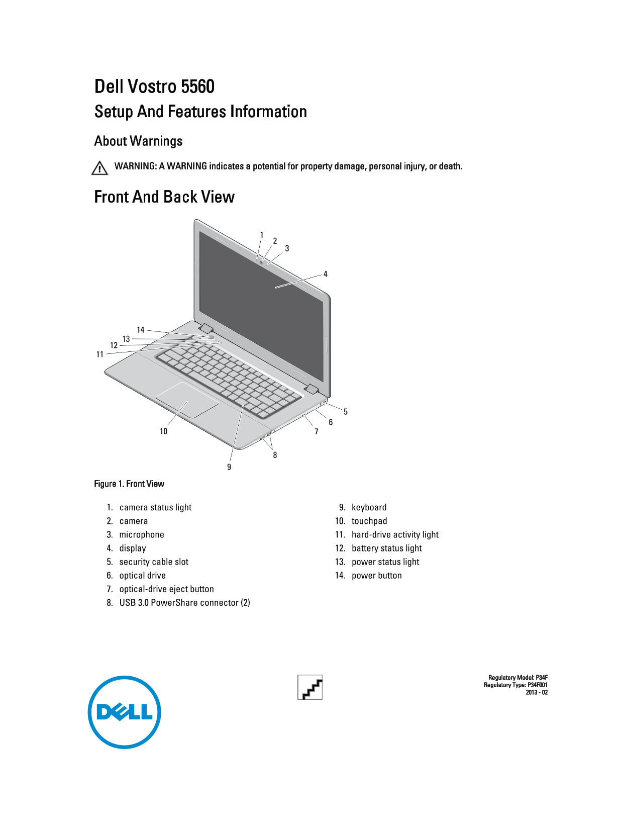Dell Vostro 5560 Setup and Features Information - Page 1