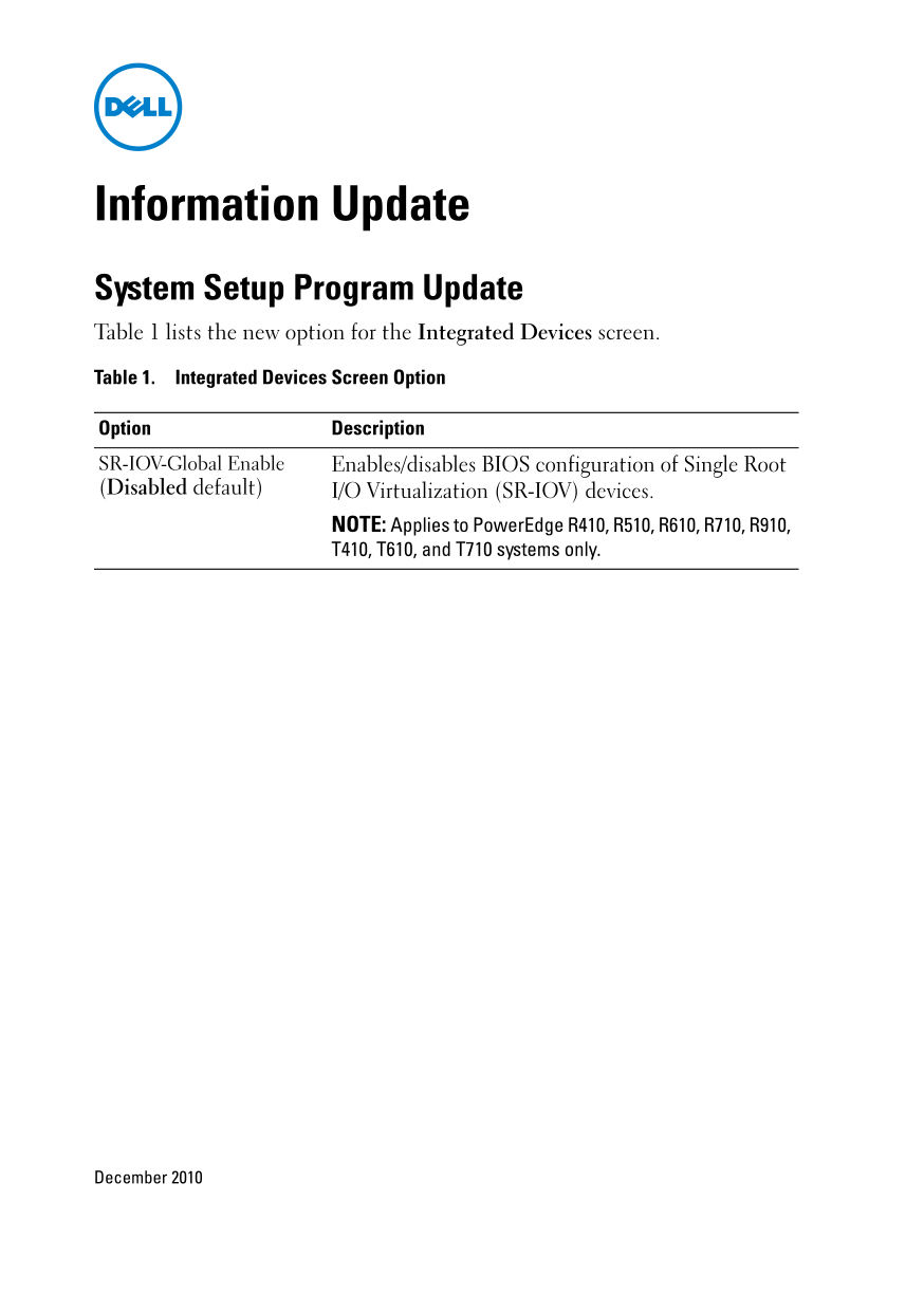 Dell Information Update - System Setup Program User Guide - Page 1
