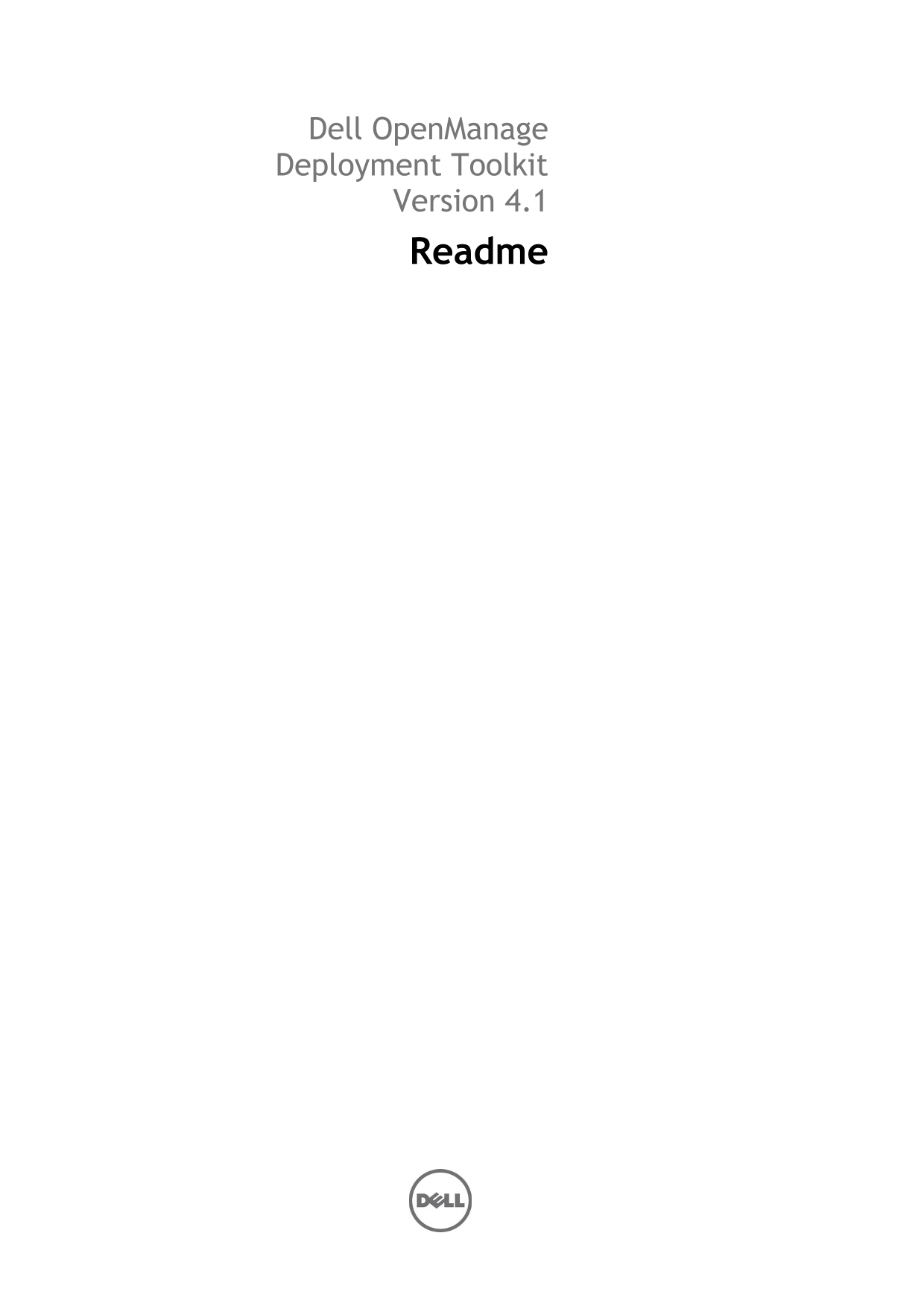 Dell OpenManage Deployment Toolkit Version 4.1 Readme - Windows User Guide and Specifications - Page 1