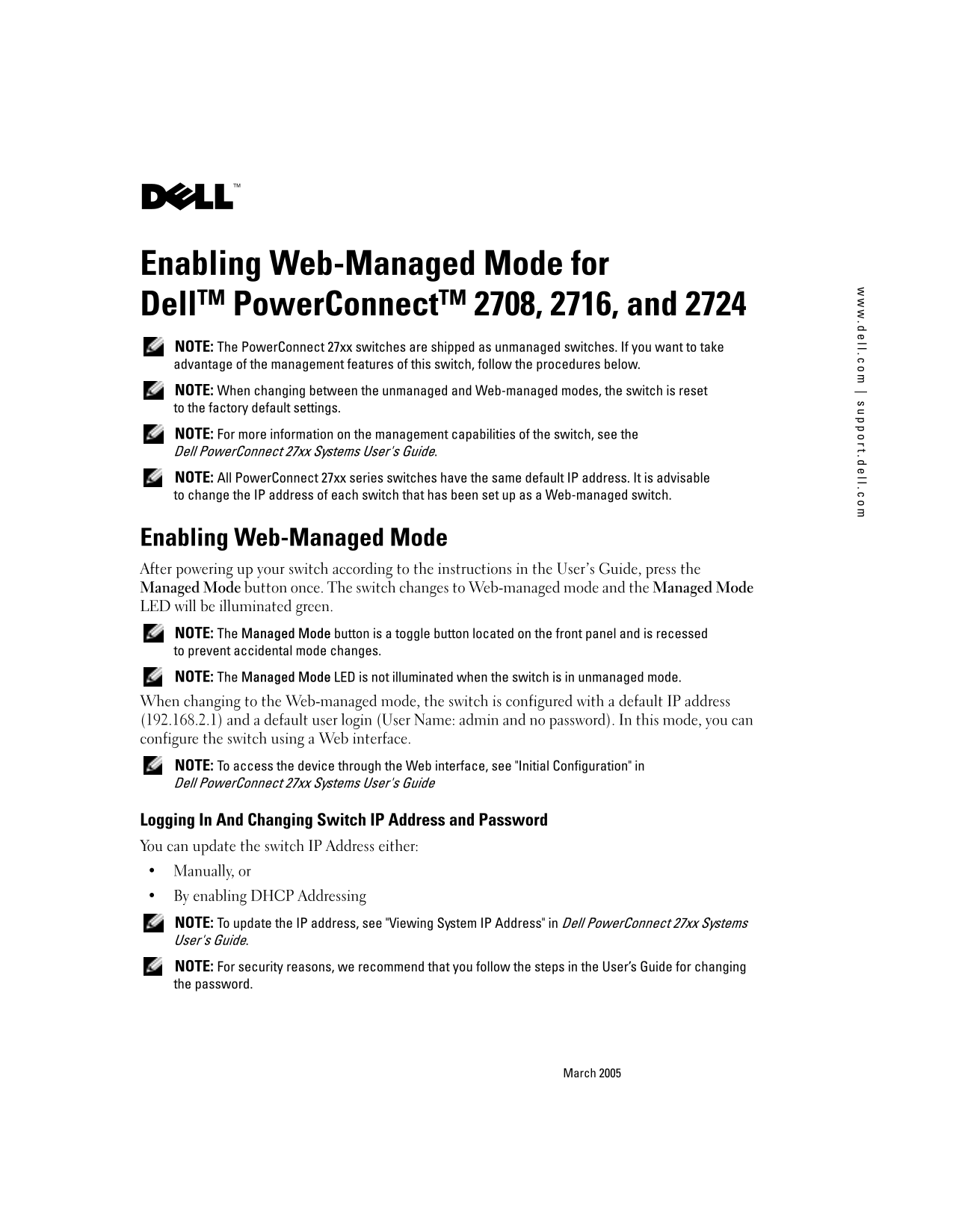 Dell PowerConnect 2724 Information Update User Guide - Page 1