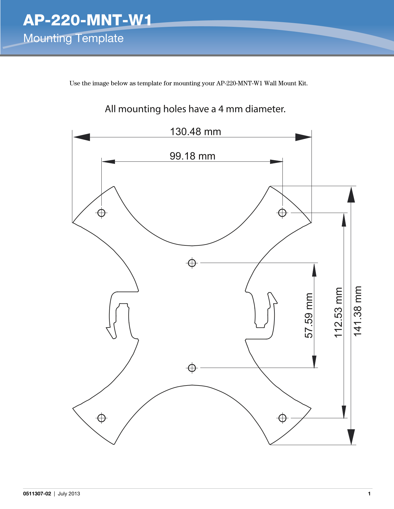 Dell W1 Wall Mounting Template Owner's Manual - Page 1