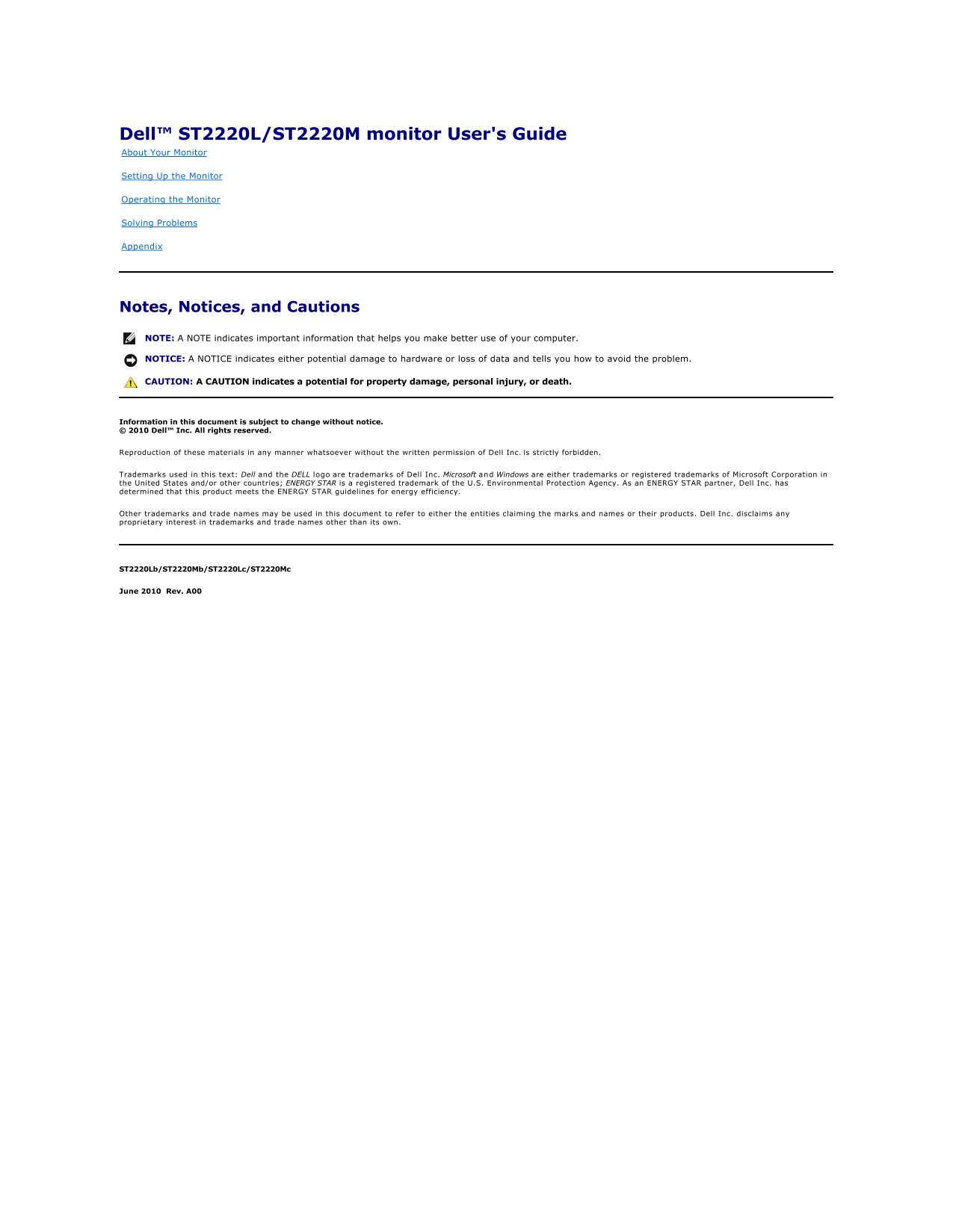 Dell ST2220L Monitor User's Guide - Page 1