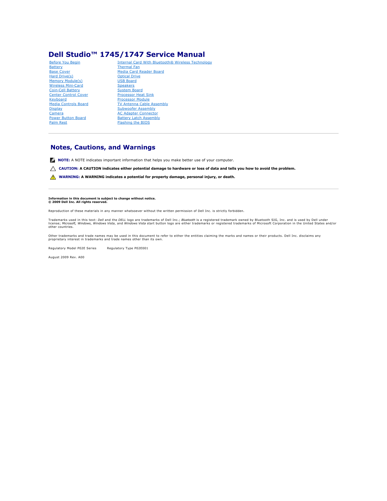 Dell Studio 1745 Service Manual - Page 1
