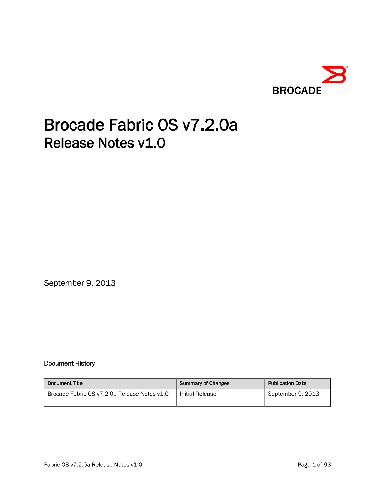 Dell Brocade Fabric OS v7.2.0a Release Notes v1.0 - Page 1