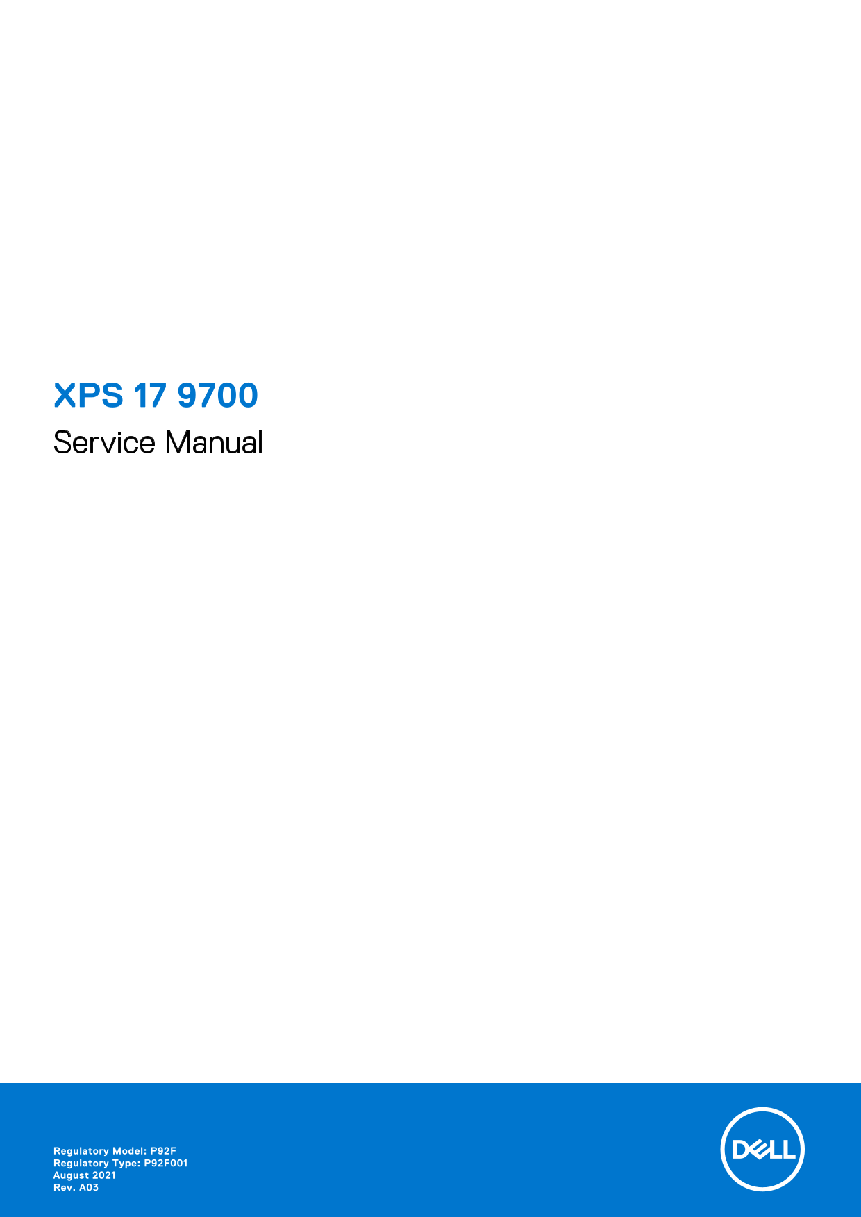 Dell XPS 17 9700 Service Manual - Page 1
