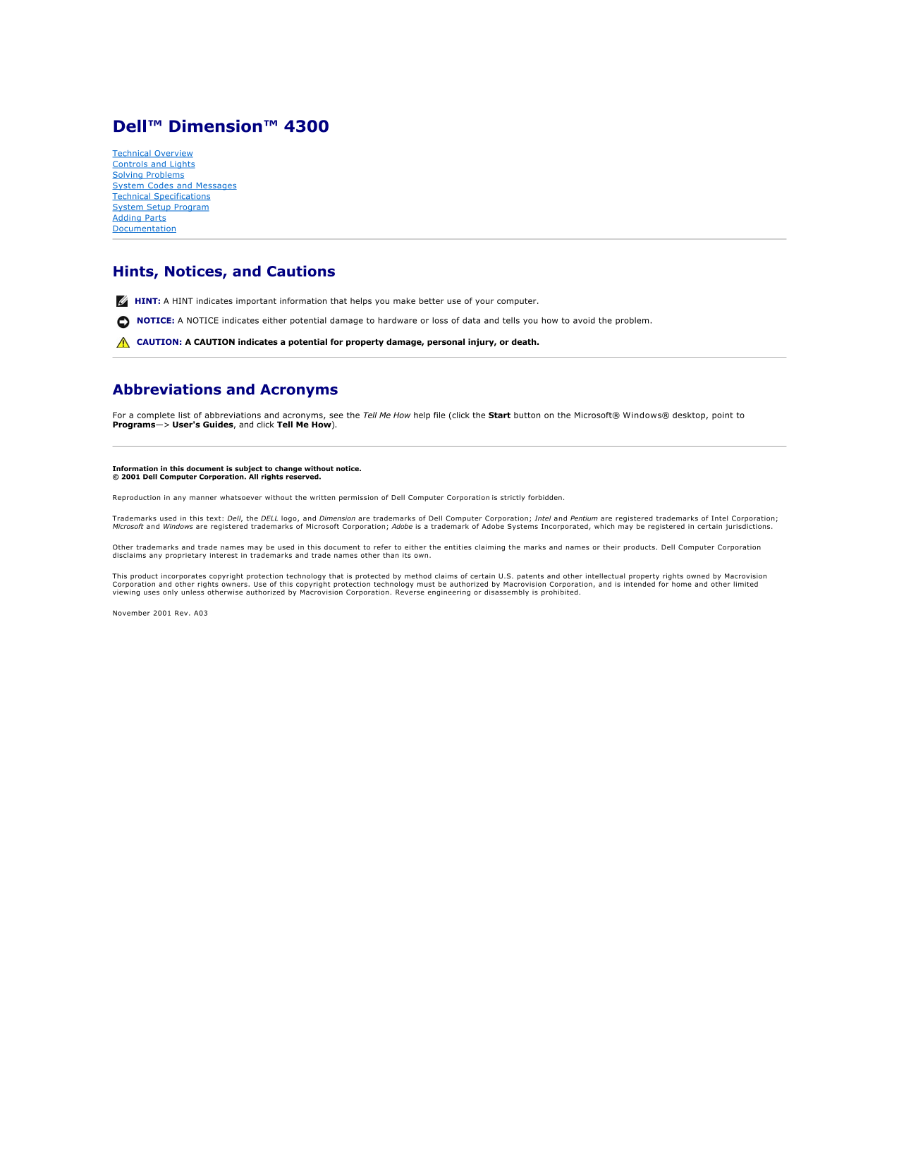 Dell Dimension 4300 User's Guide - Page 1