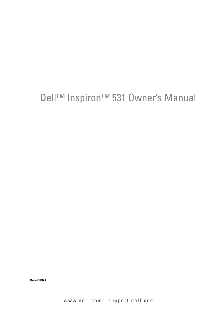 Dell Inspiron 531 Owner's Manual - Page 1
