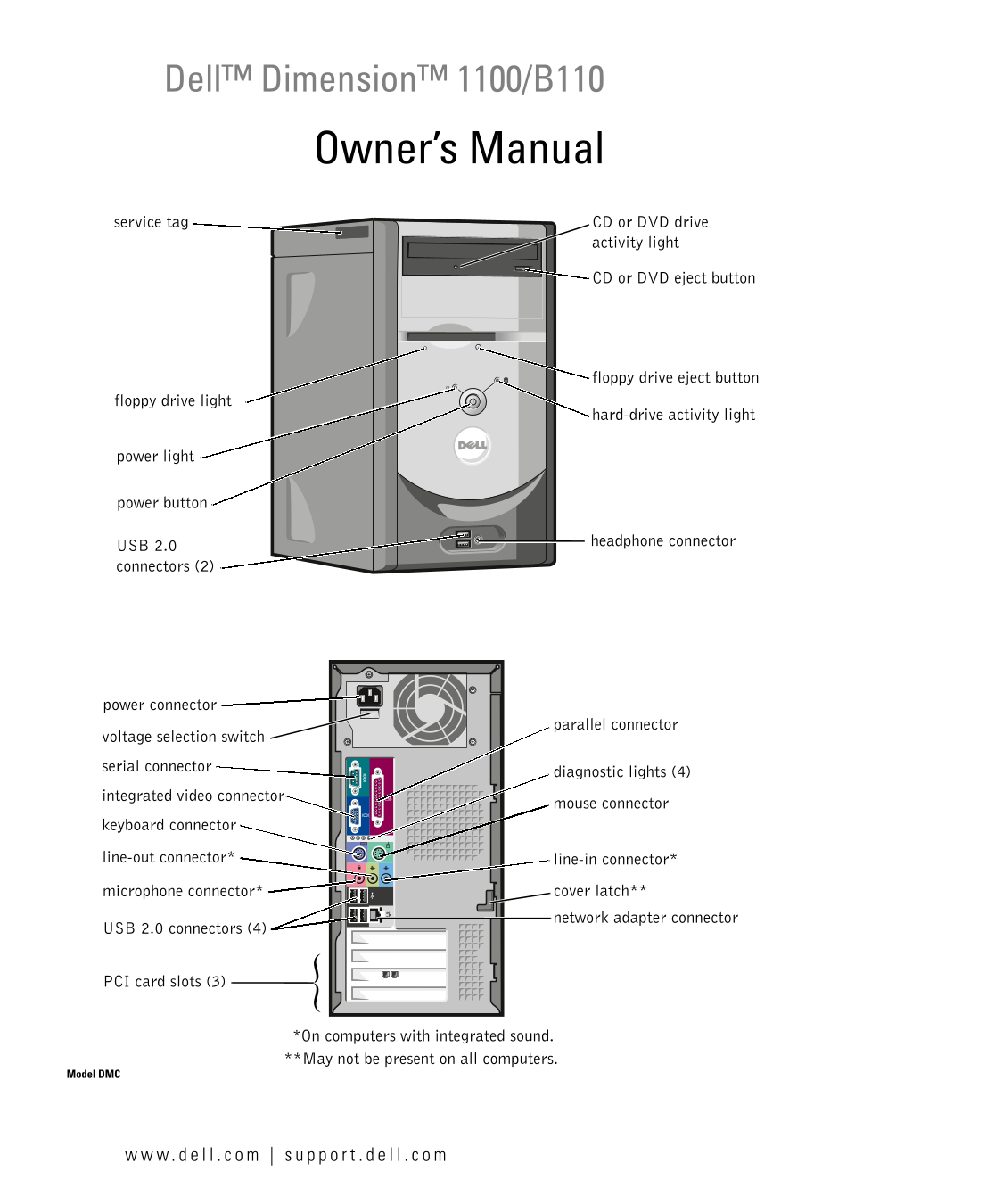 Dell Dimension 1100 B110 Owner's Manual - Page 1