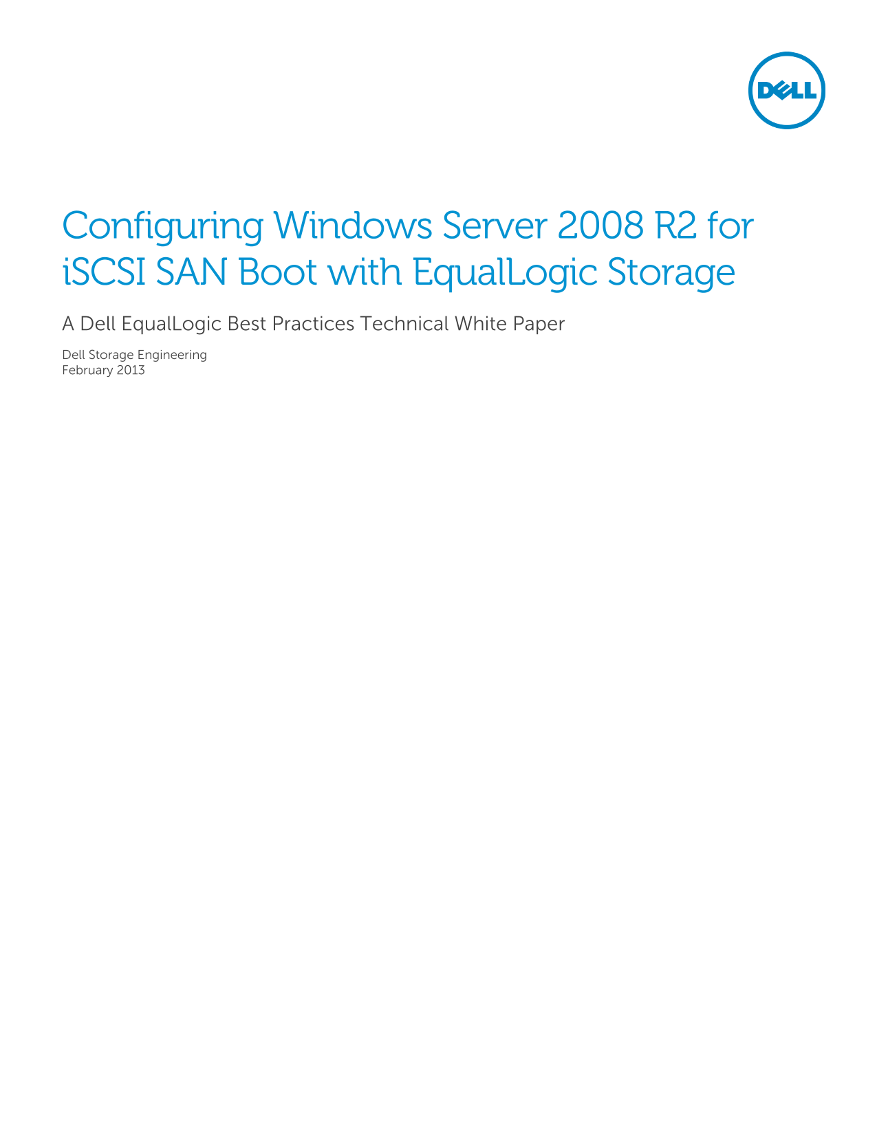 Dell Vostro 3660 3669 Owner's ManualConfiguring Windows Server 2008 R2 for iSCSI SAN Boot with EqualLogic Storage User Guide and Manual - Page 1
