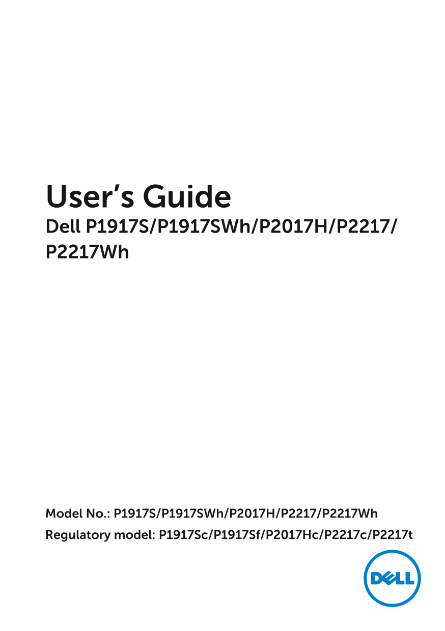 Dell P2017H User’s Guide - Page 1