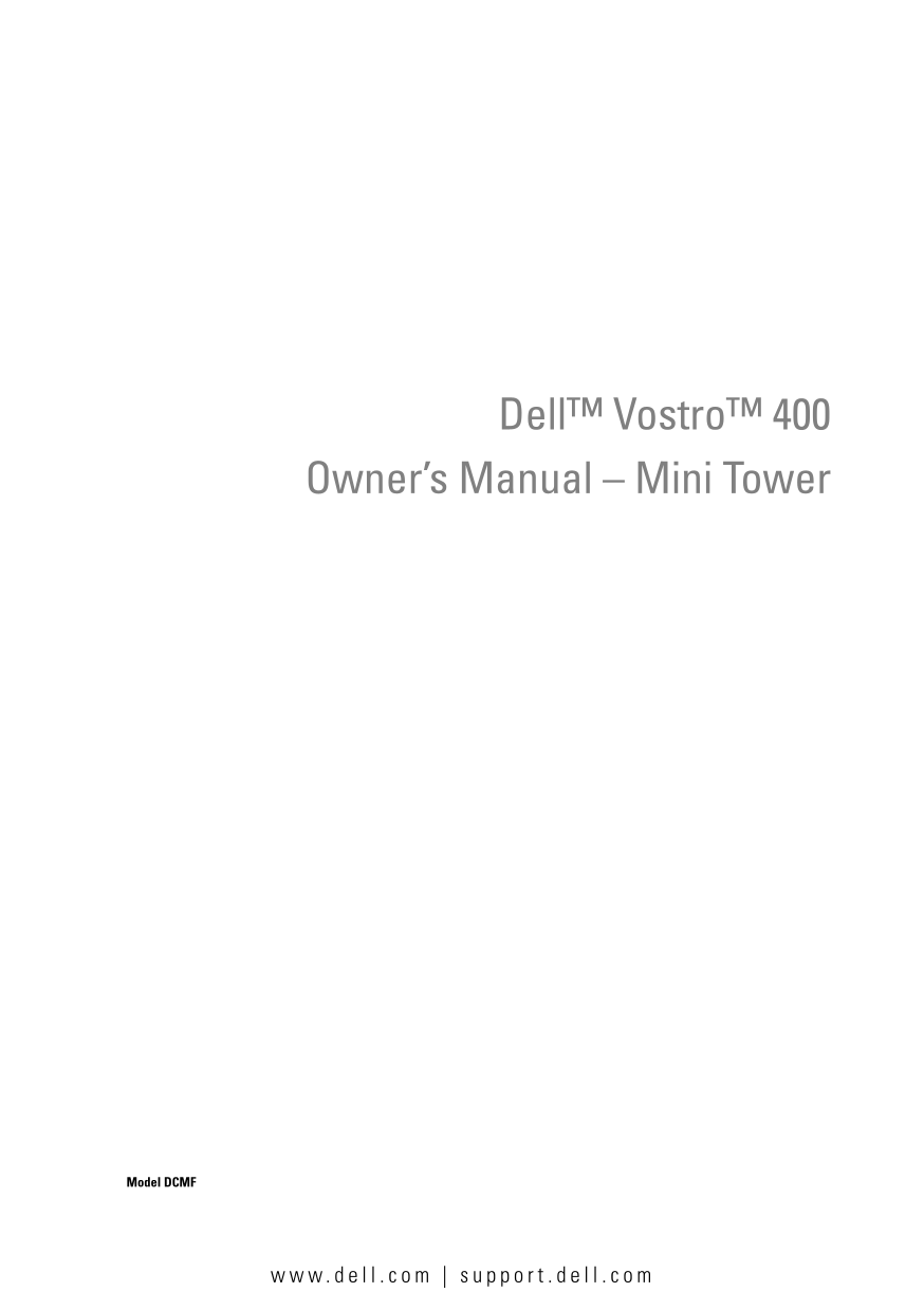 Dell Vostro 400 Owner's Manual - Mini Tower - Page 1