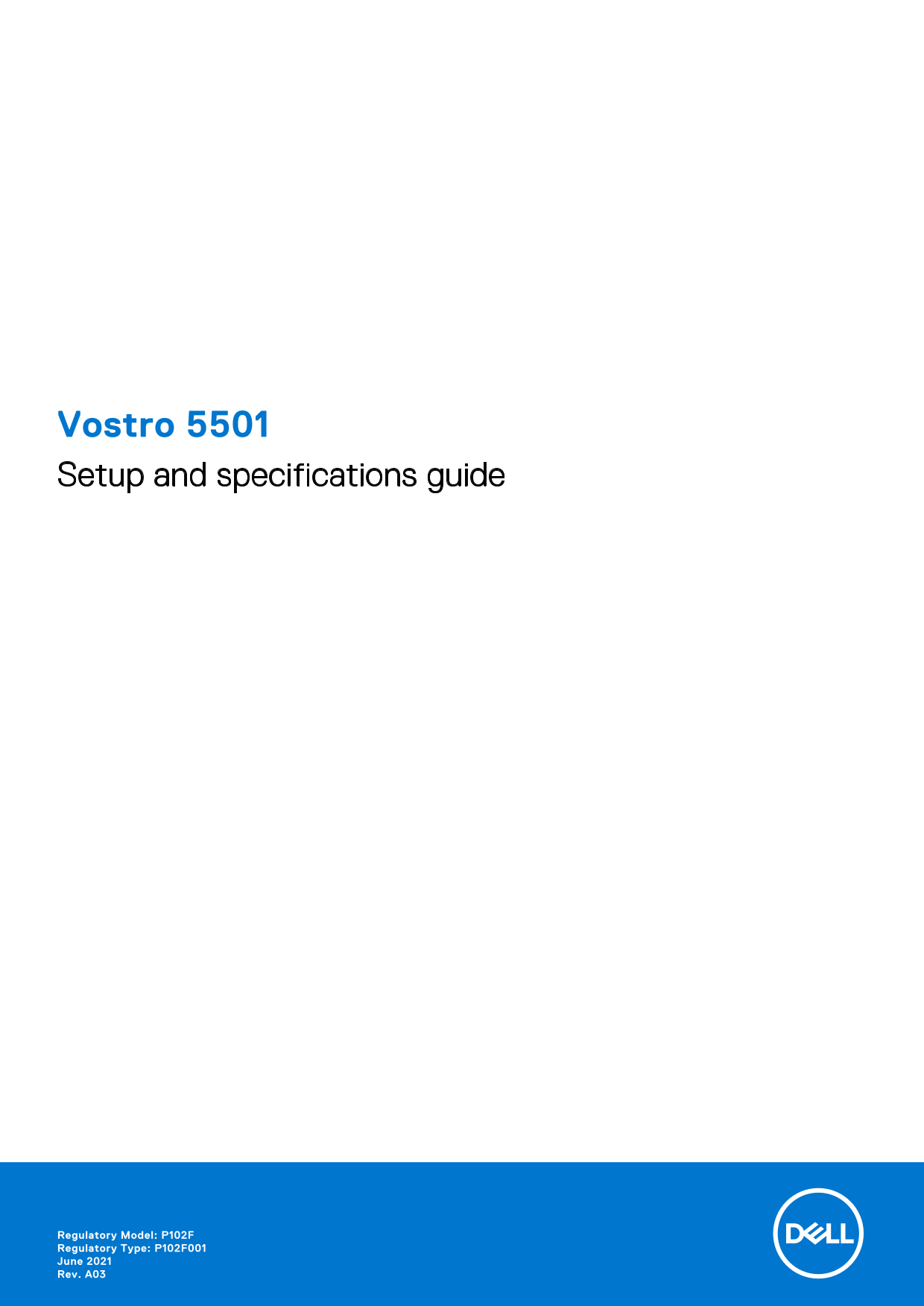 Dell Vostro 5501 Setup Guide and SpecificationsNote: The "Owner's Manual" part has been removed as per the rules given. If you need to include it, please provide more context or specific instructions. - Page 1