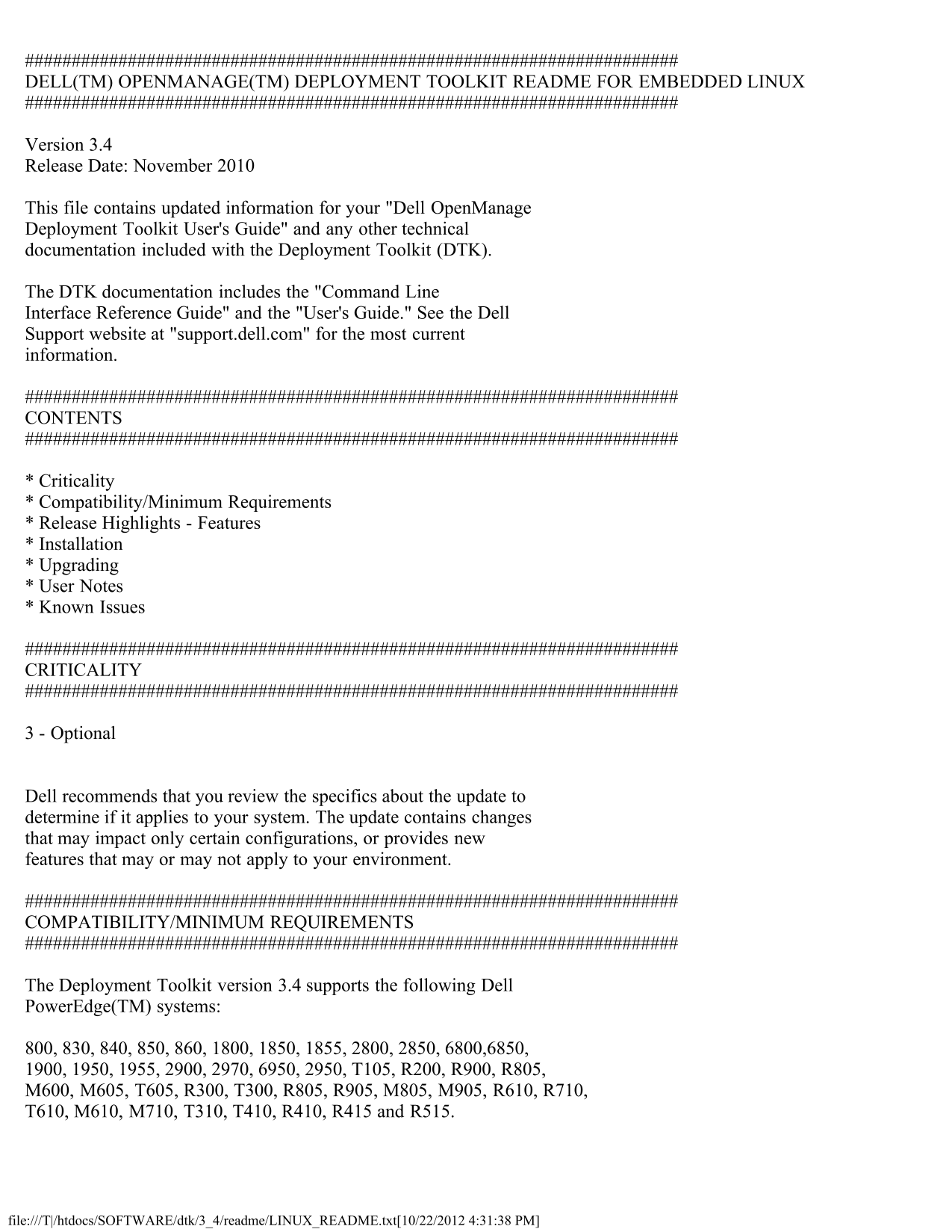 Dell OpenManage Deployment Toolkit Version 3.4 Readme Linux User Guide - Page 1