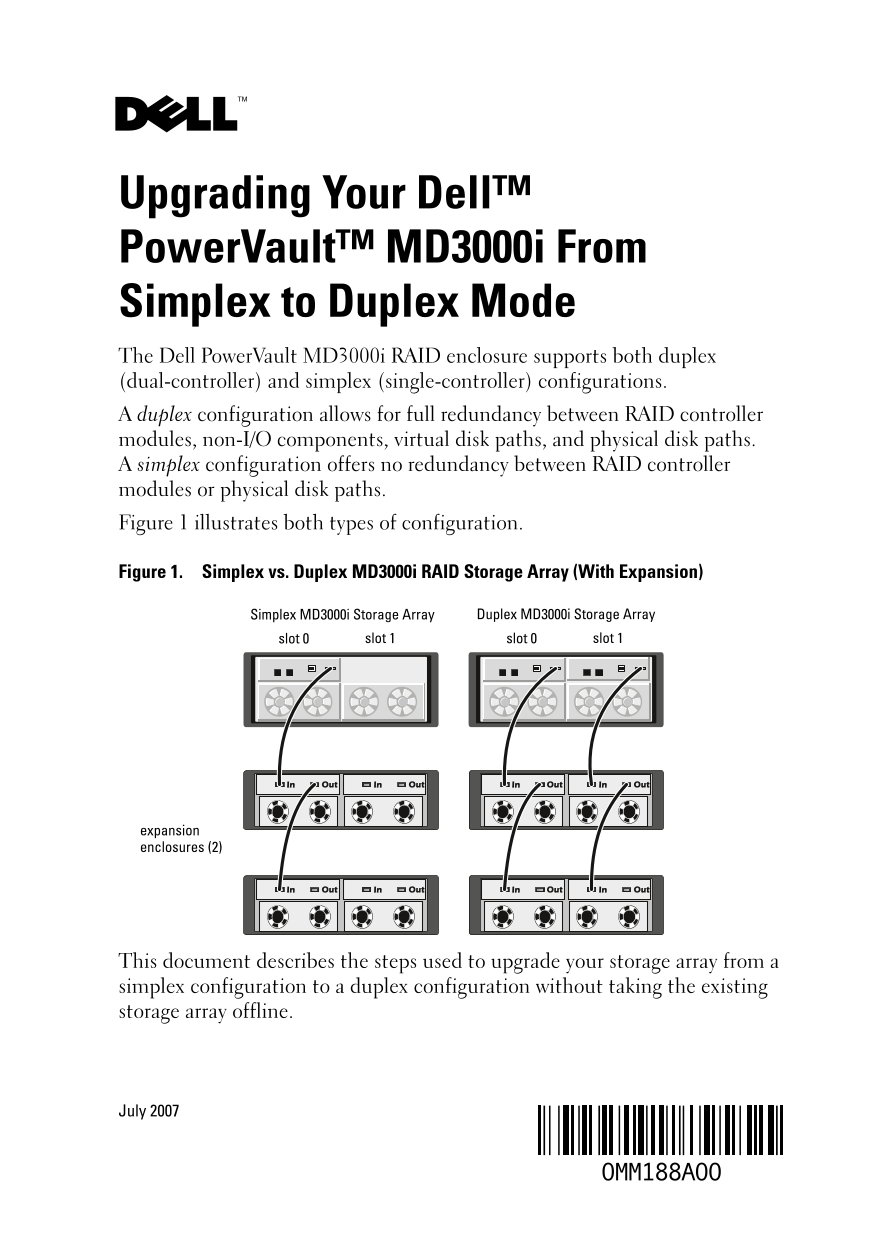 Dell Upgrades Dell™ PowerVault™ MD3000i from Single-Mode to Dual-Mode - Page 1