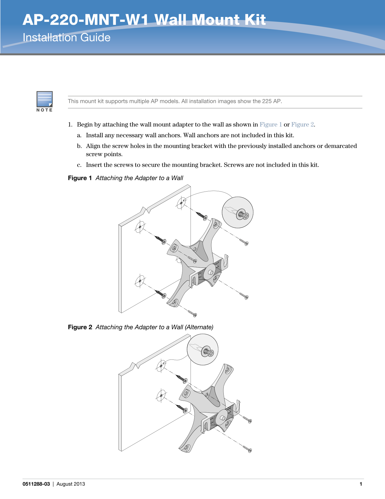 Dell W1 Wall Mount Installation Guide - Page 1